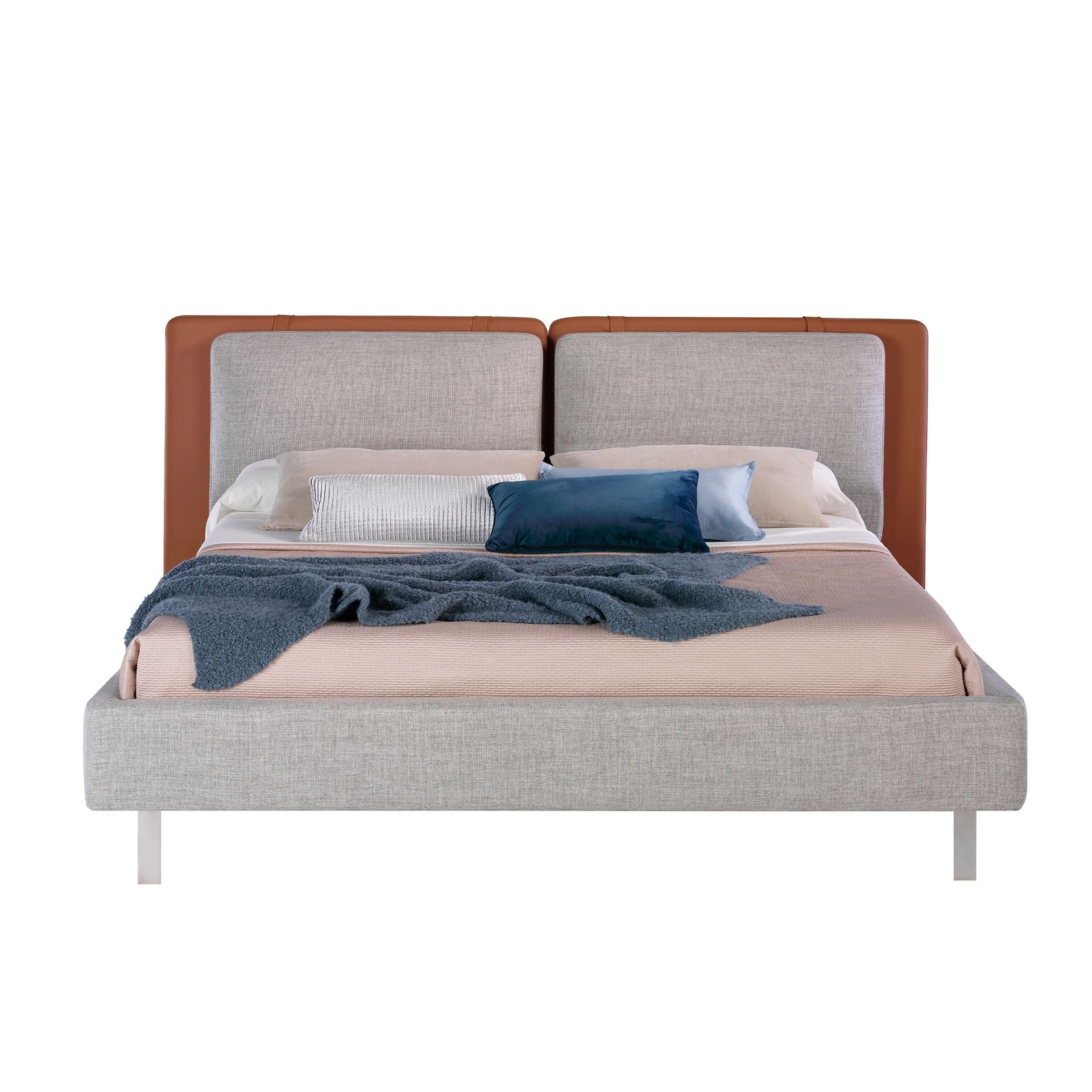 Bielefeld 180x200 Polsterbett MaterialMix LENO color braun grau front
