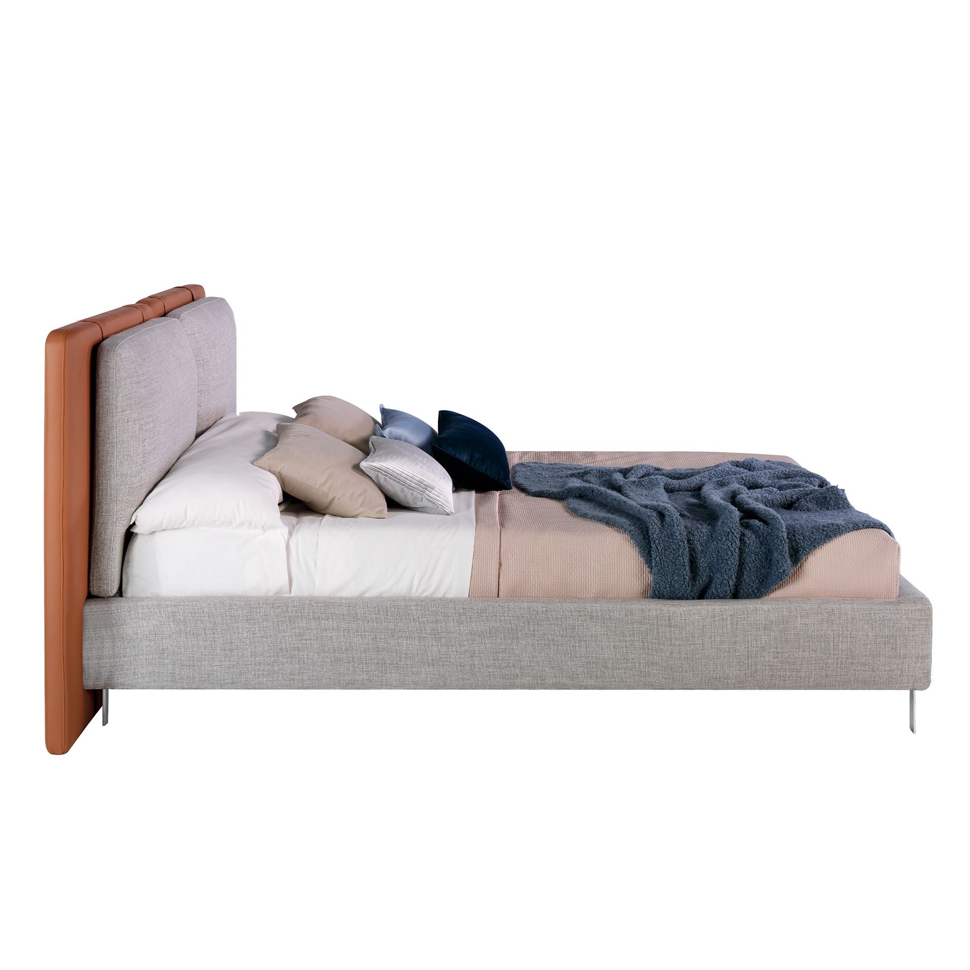Bielefeld 180x200 Polsterbett MaterialMix LENO color braun grau side