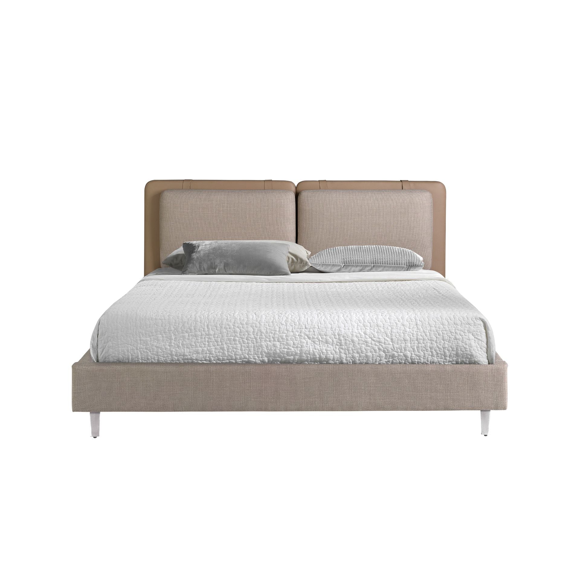Stuttgart 180x200 Polsterbett MaterialMix LENO color mink grau front