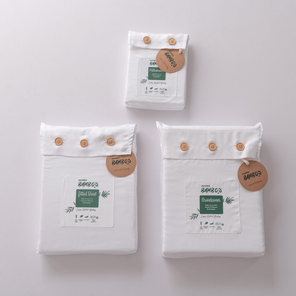 Coco White bamboo bedding set shown in its packaging