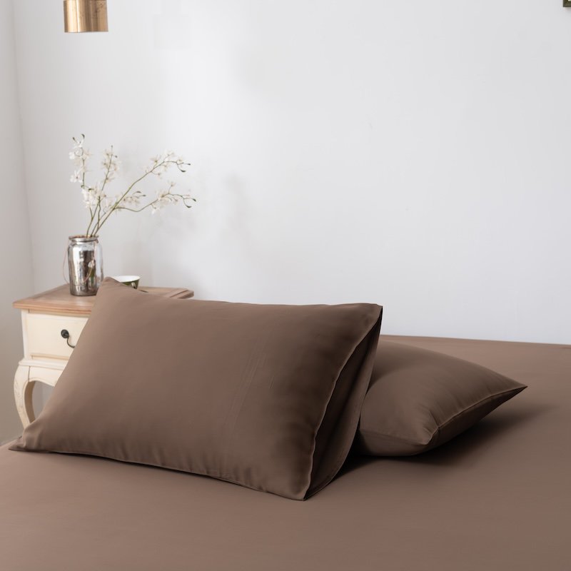 Close-up of Coffee Brown bamboo pillowcases
