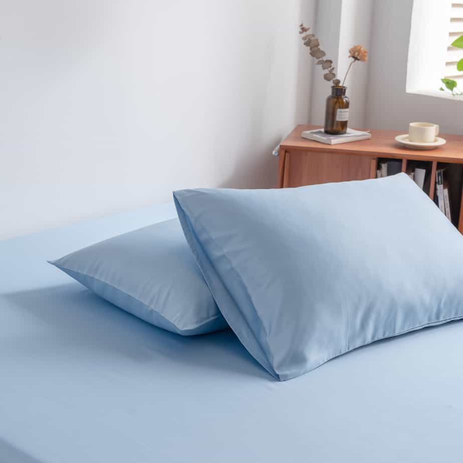 Stacked Sky Blue bamboo pillowcases