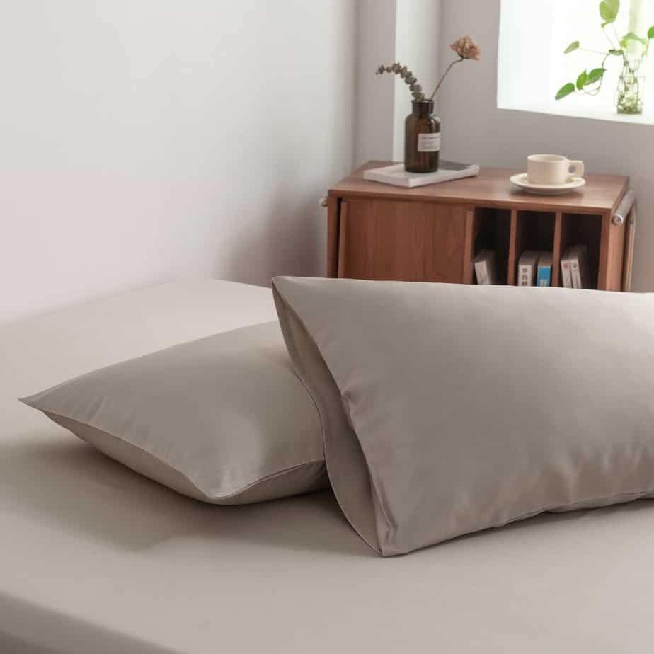 Stacked Soft Taupe bamboo pillowcases