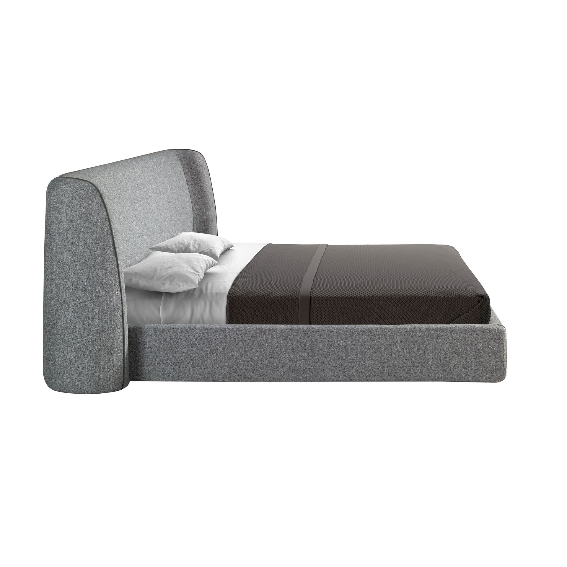 Polsterbett Bonn von Maison de Cocon – Stoff, Farbe Grau, 180x200 cm, Seitenansicht