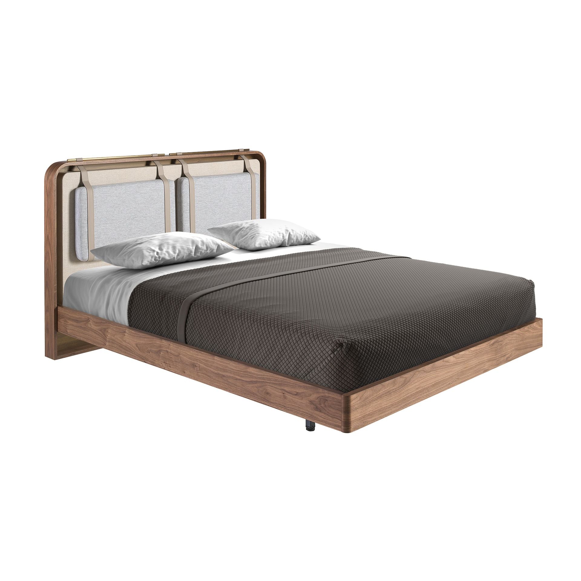 Polsterbett Braunschweig von Maison de Cocon – Stoff, Farbe Beige-Grau, 160x200 cm, Hauptansicht