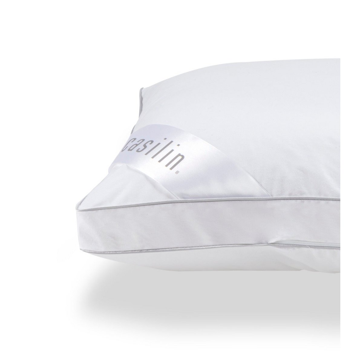 White Classic Firm Support pillow with raised edge, on white background