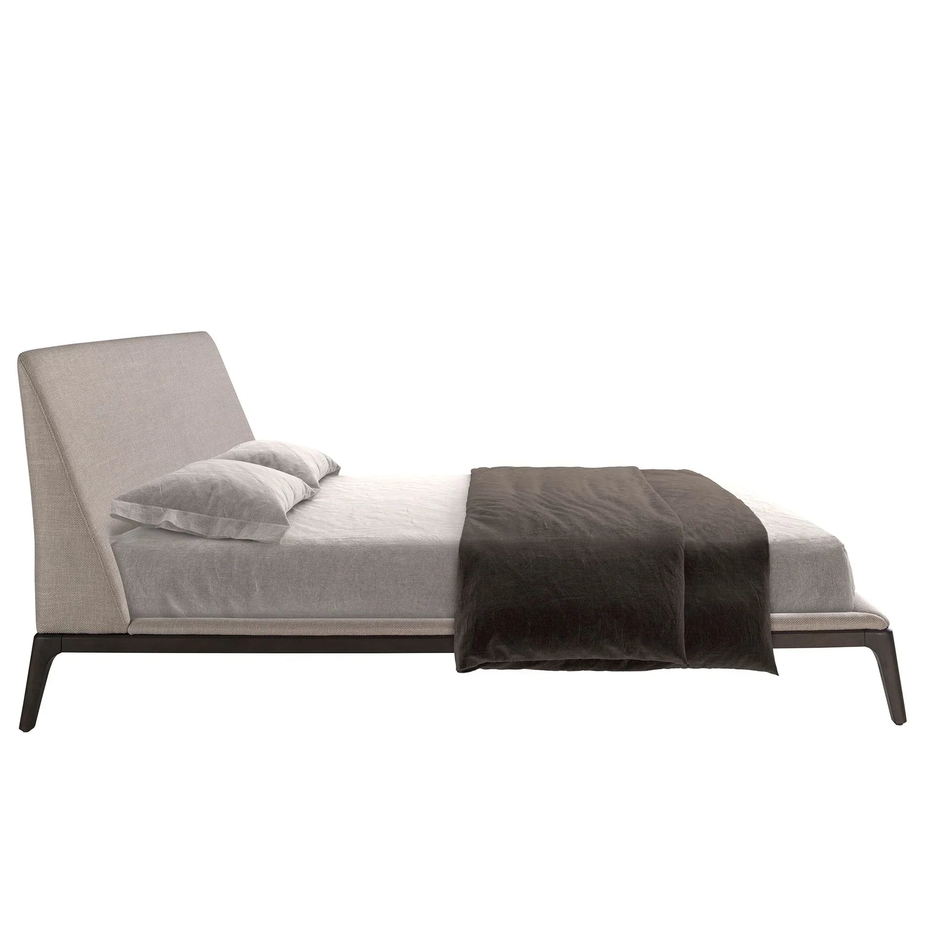 Polsterbett Cologne von Maison de Cocon – Stoff, Farbe Warmgrau, 180x200 cm, Seitenansicht