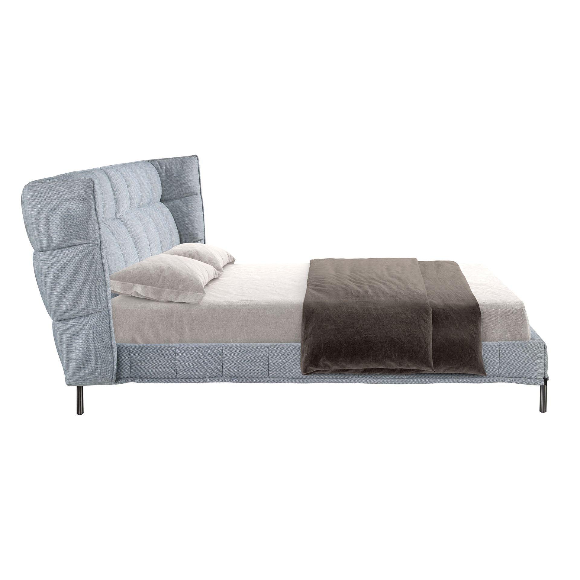 Polsterbett Dortmund von Maison de Cocon – Stoff, Farbe Blaugrau, 180x200 cm, Seitenansicht 2