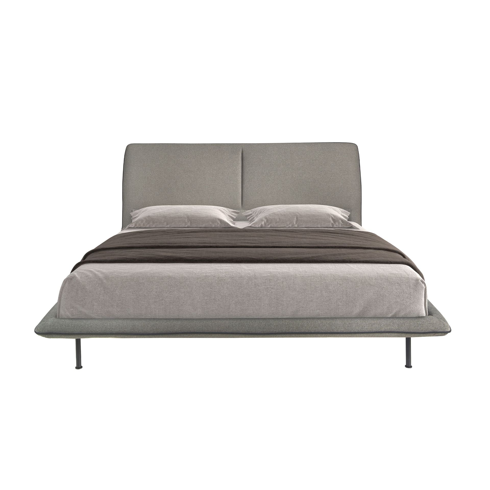 Polsterbett Dresden von Maison de Cocon – Stoff, Farbe Dunkelgrau, 180x200 cm, Frontalansicht
