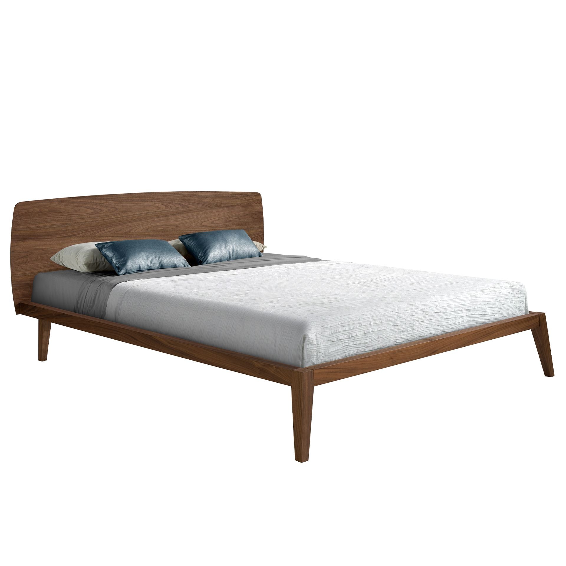 Holzbett Essen von Maison de Cocon – Holz, Farbe Walnuss, 160x200 cm, Hauptansicht