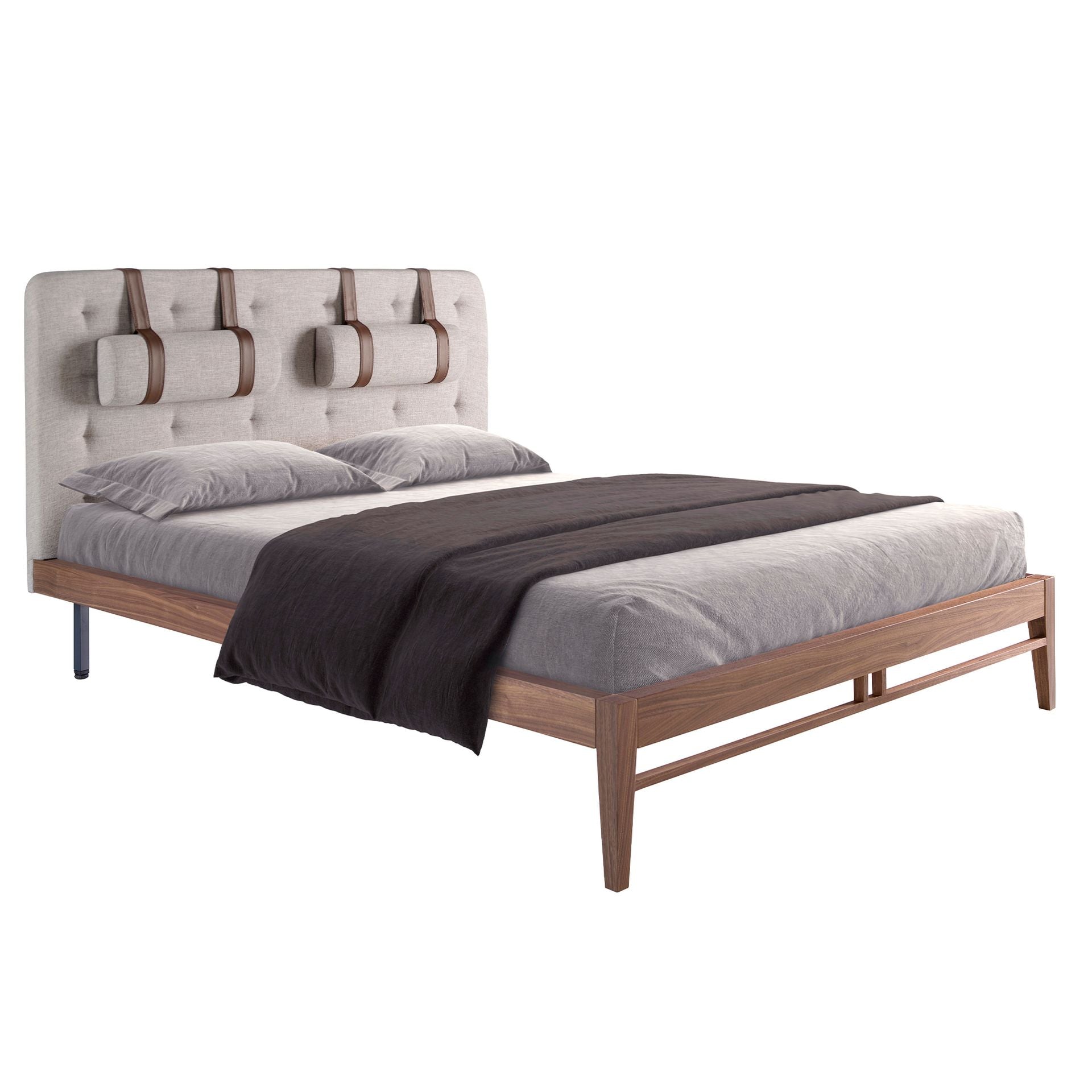 Polsterbett Frankfurt von Maison de Cocon – Stoff, Farbe Warmgrau, 160x200 cm, Hauptansicht