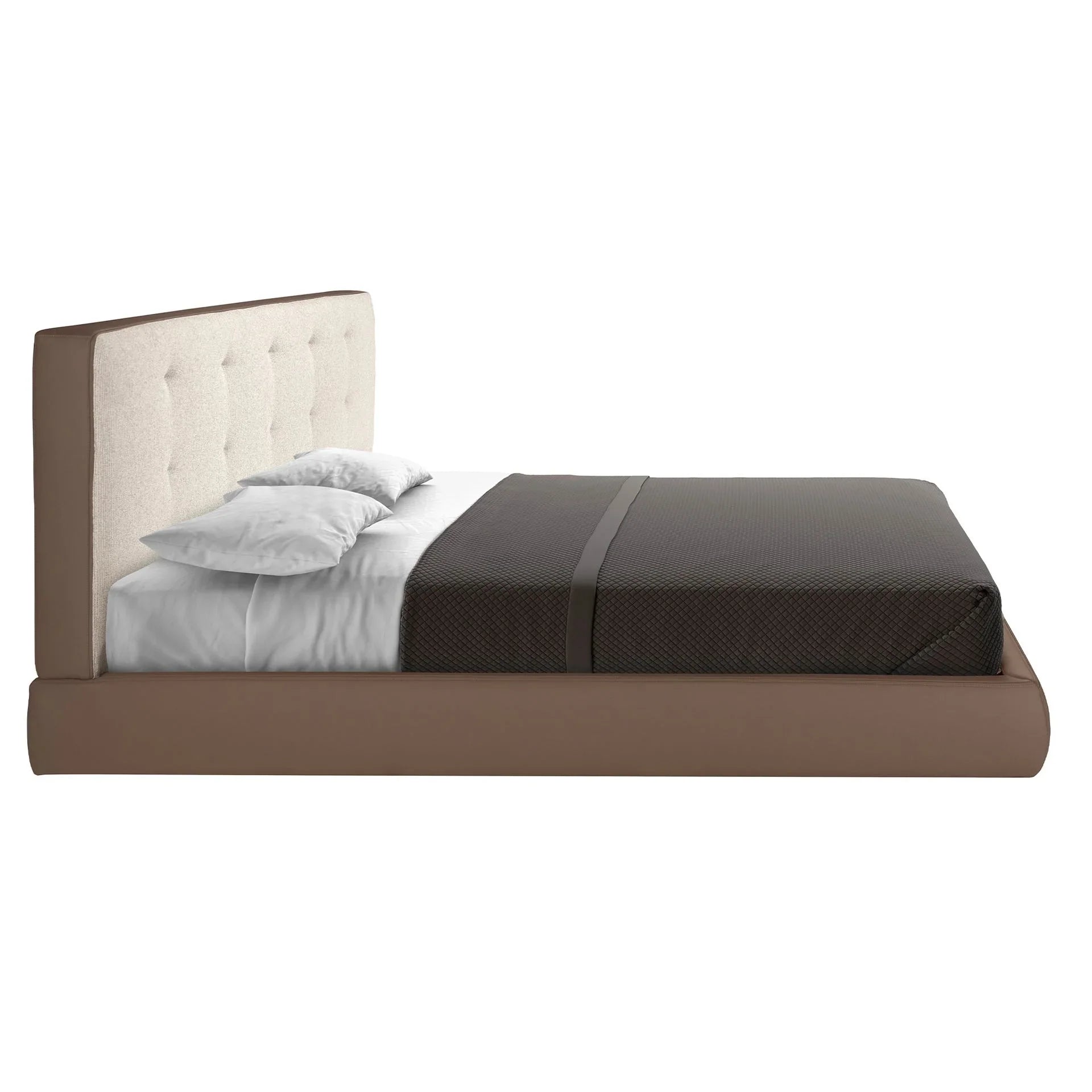 Polsterbett Hamburg von Maison de Cocon – Stoff, Farbe Braun, 180x200 cm, Seitenansicht