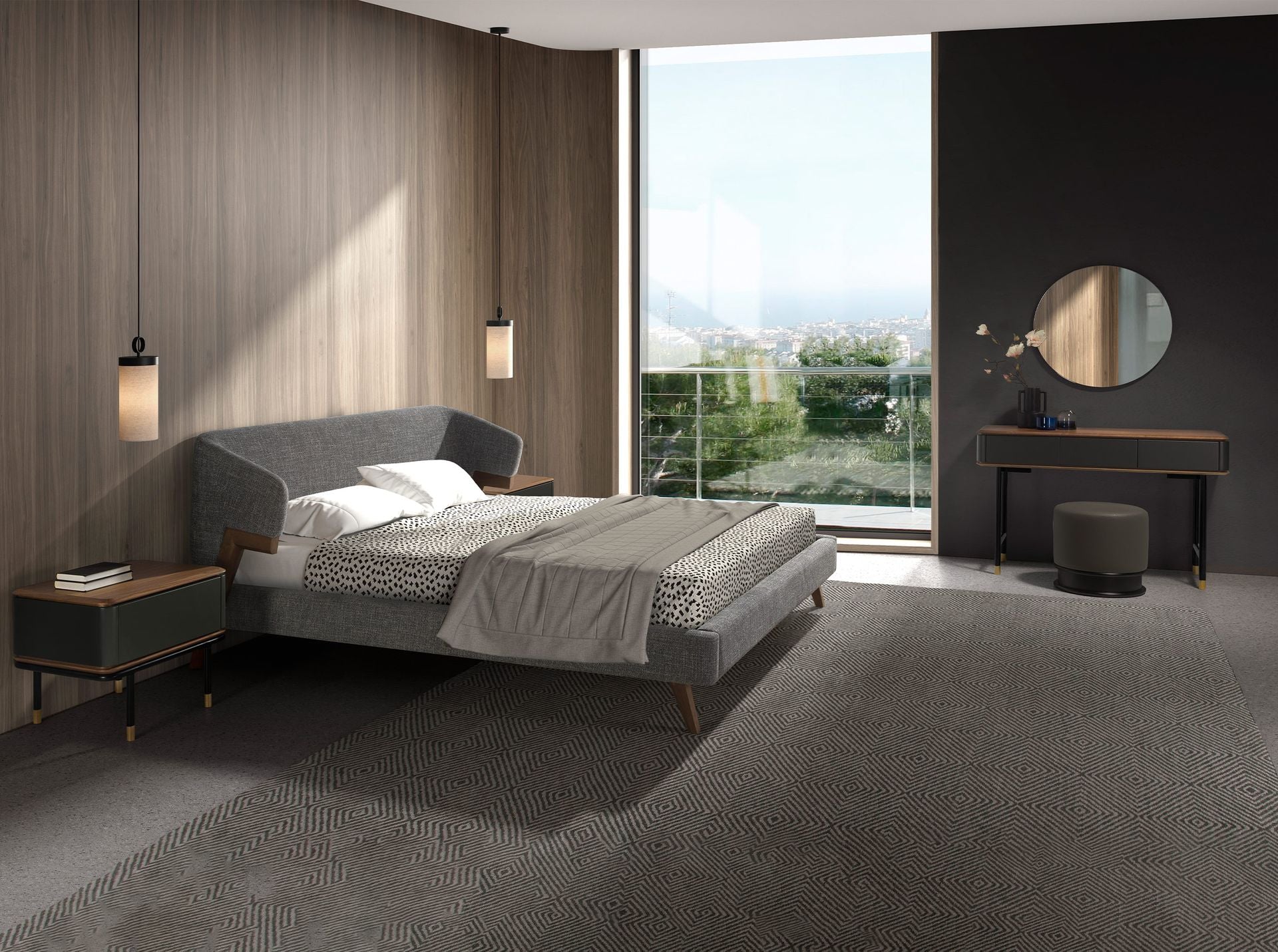 Polsterbett Hannover von Maison de Cocon – Stoff, Farbe Grau, 180x200 cm, Hauptansicht 2