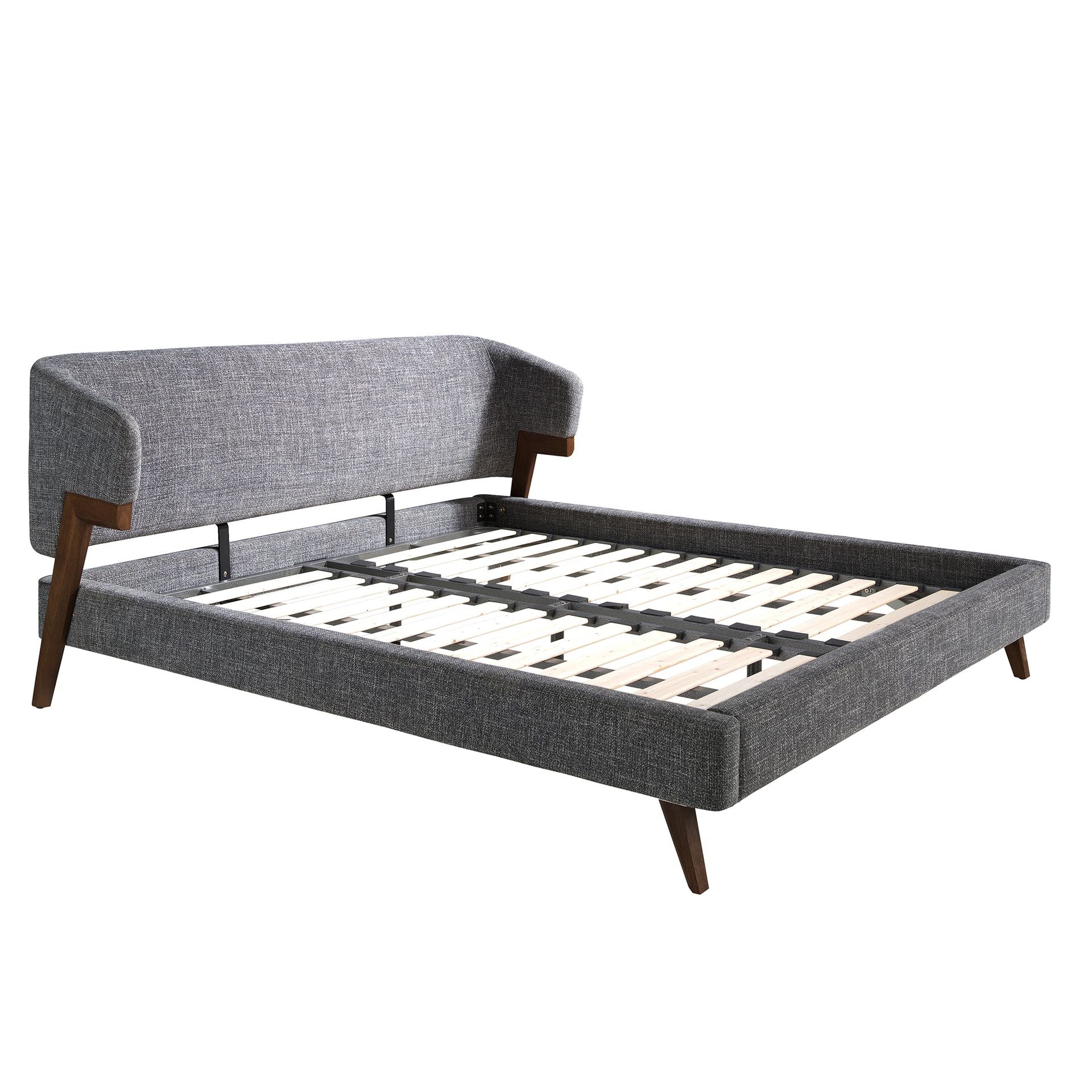 Polsterbett Hannover von Maison de Cocon – Stoff, Farbe Grau, 180x200 cm, Rahmenansicht