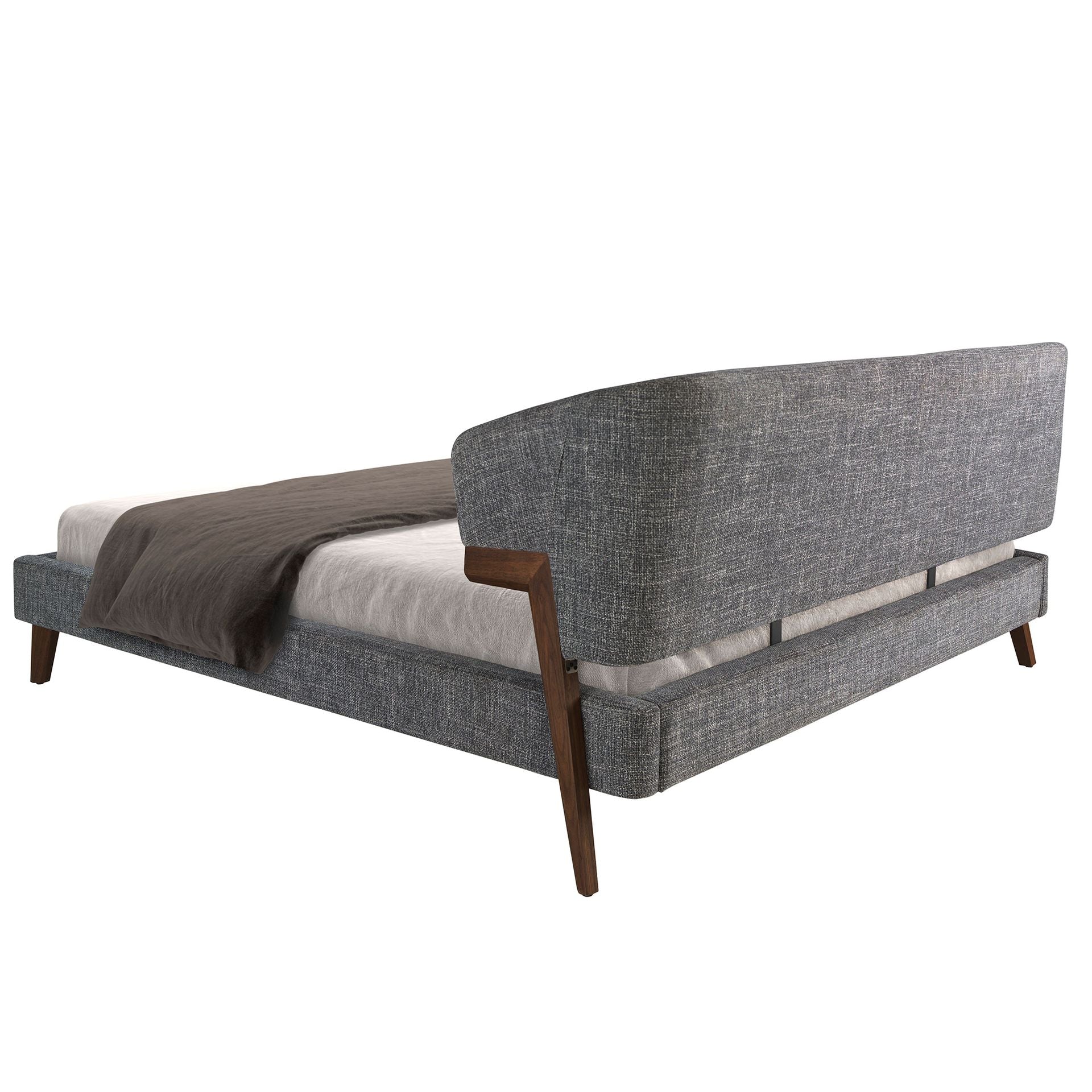 Polsterbett Hannover von Maison de Cocon – Stoff, Farbe Grau, 180x200 cm, Rückansicht