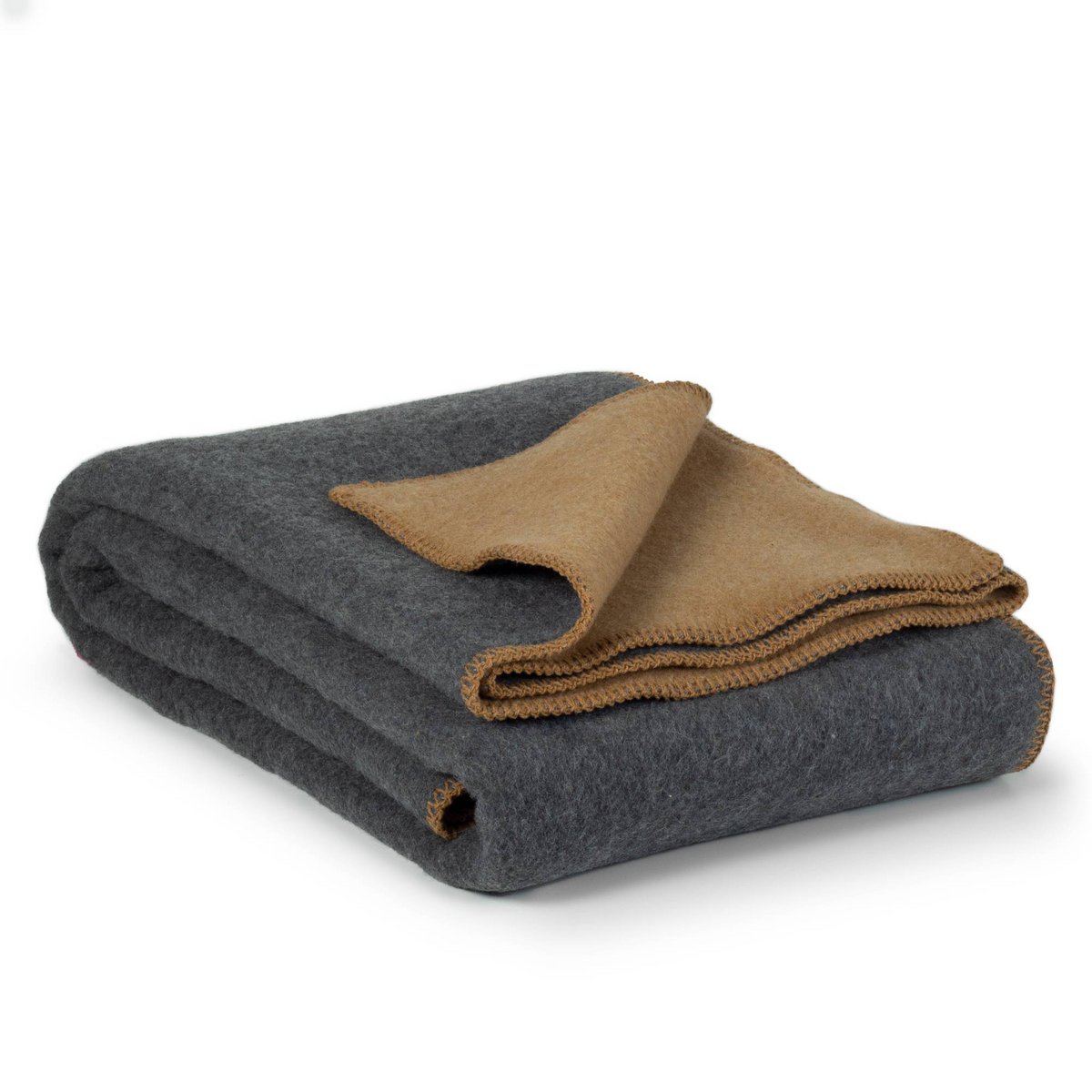 Folded Merino Wool Bedspread in Sun Dust, showing the wool-nylon blend texture