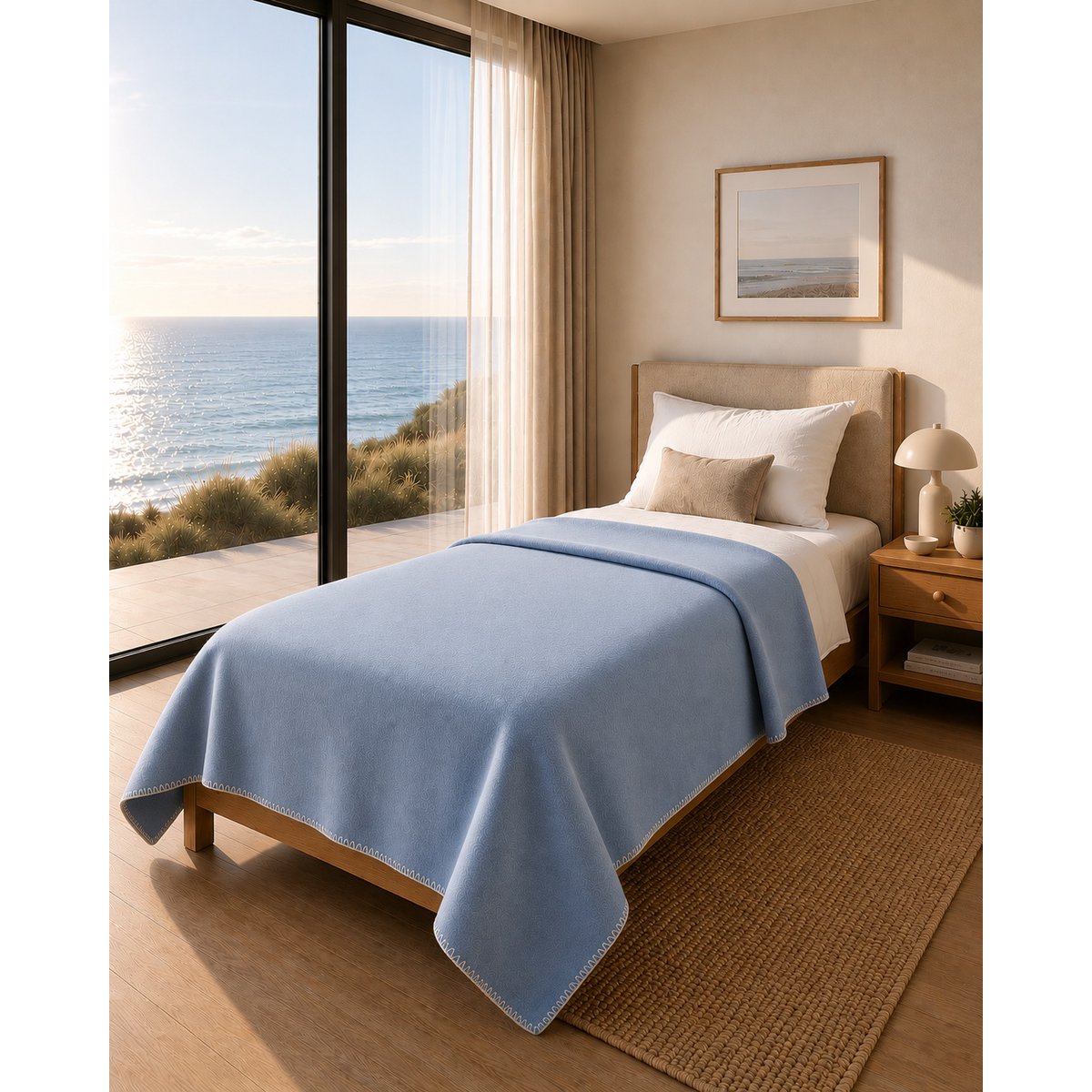 Merino Wool & Cashmere Throw Blanket Luma Soft styled in a room setting