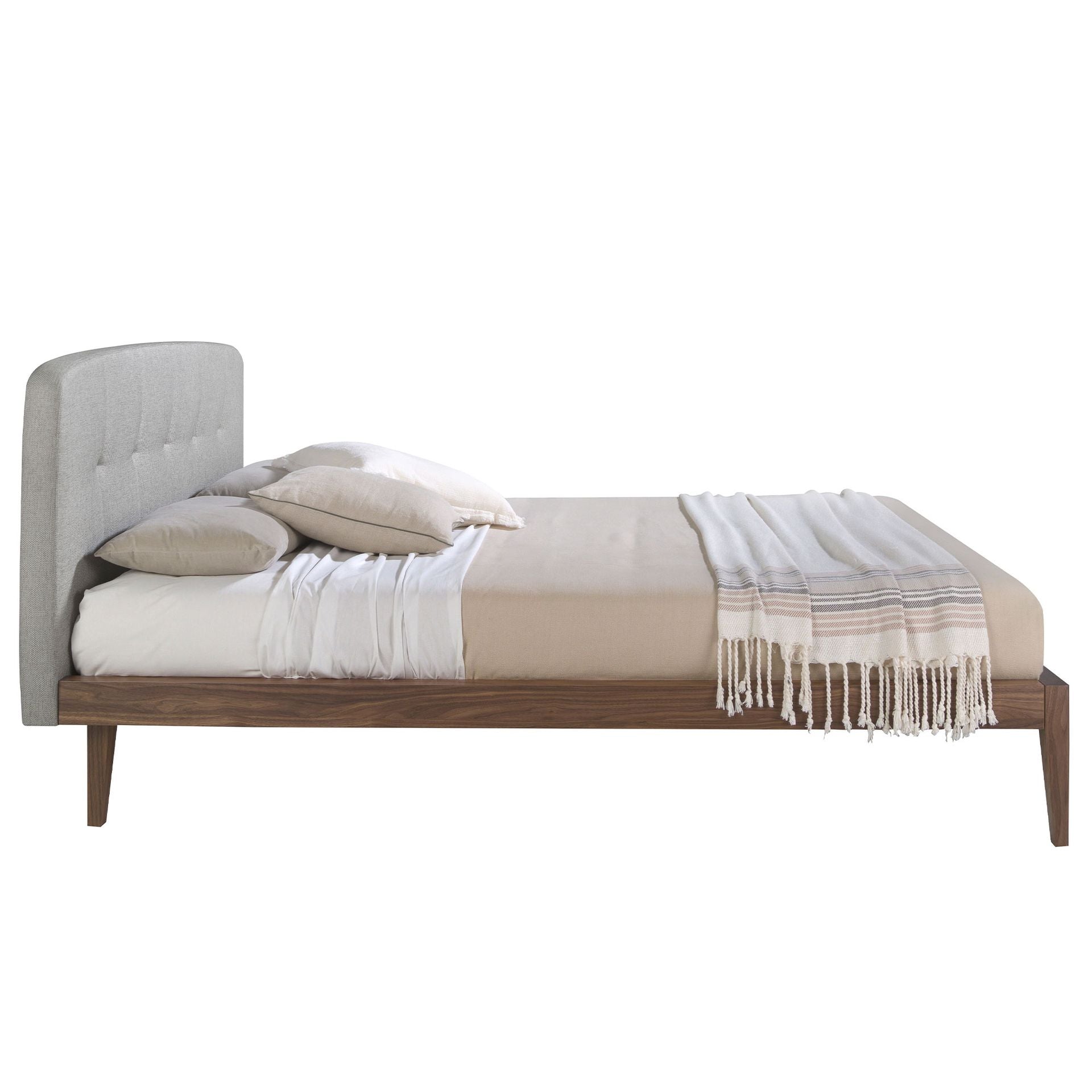 Polsterbett Münster von Maison de Cocon – Stoff, Farbe Grau, 160x200 cm, Seitenansicht 2