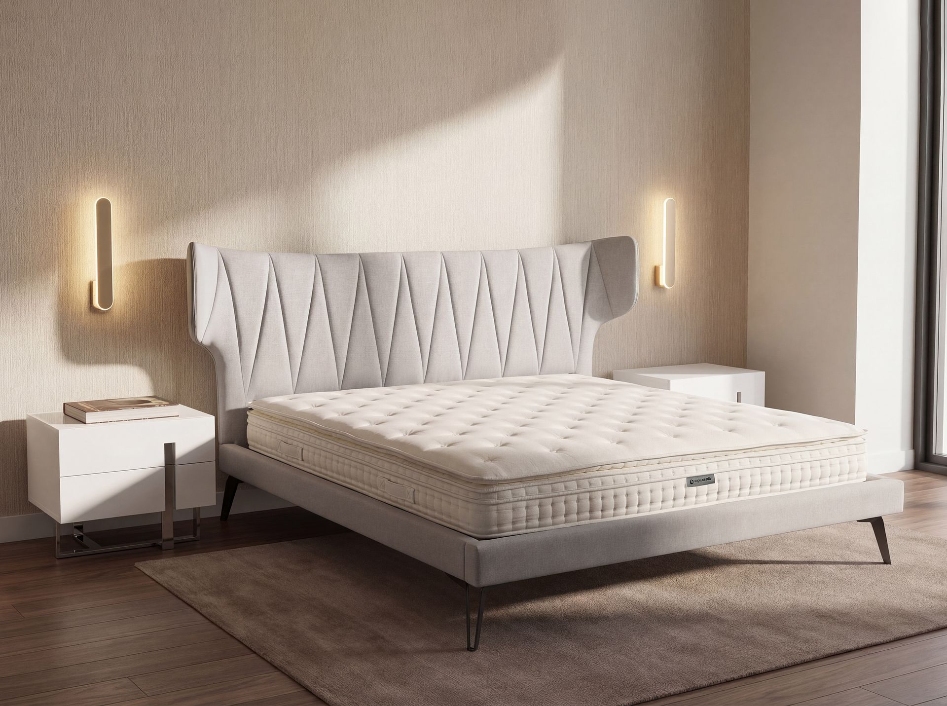 Matratze Saxony von Maison de Cocon – Farbe Weiß, 180x200 cm, Draufsicht