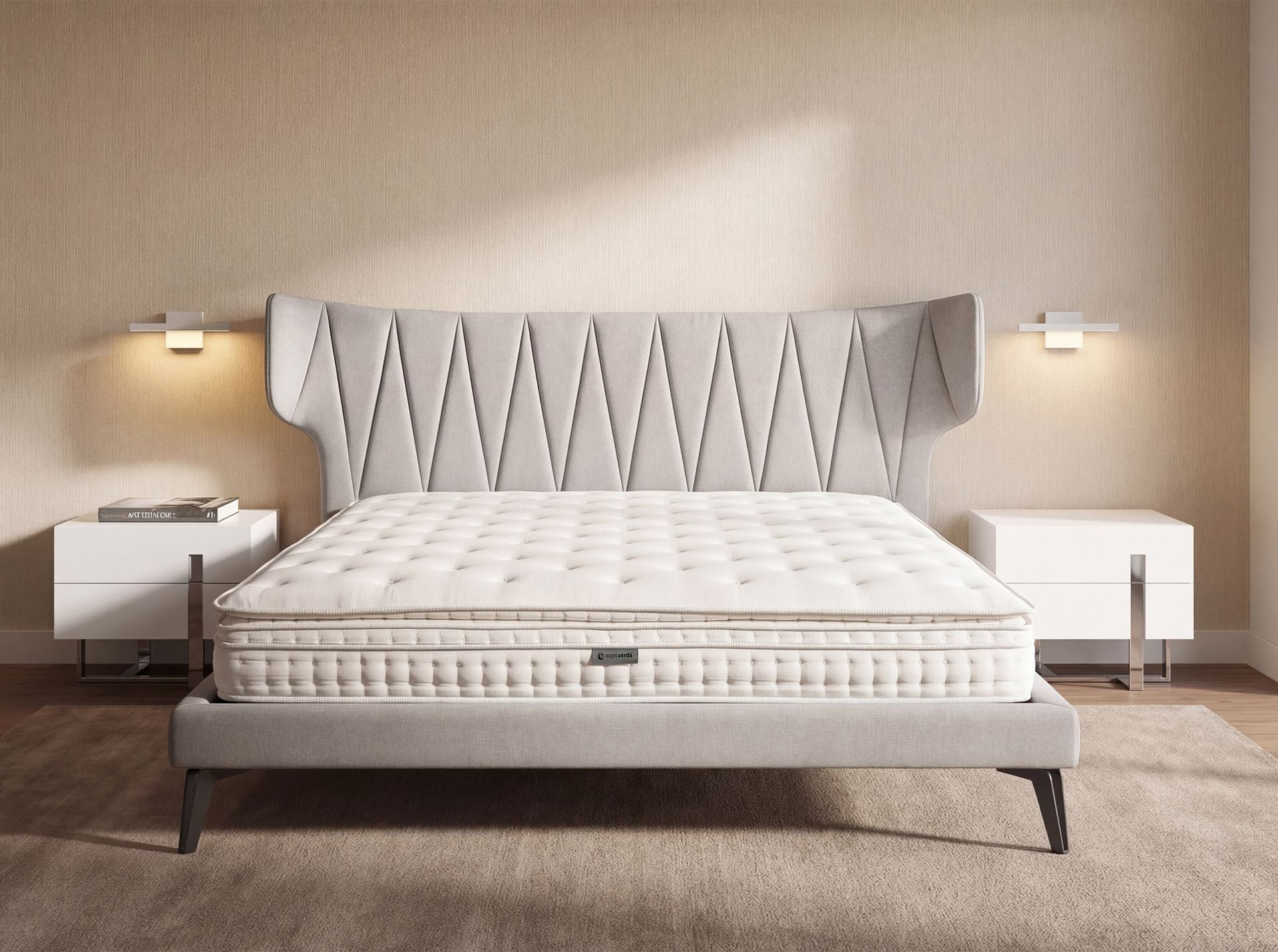 Matratze Saxony von Maison de Cocon – Farbe Weiß, 180x200 cm, Frontalansicht 2