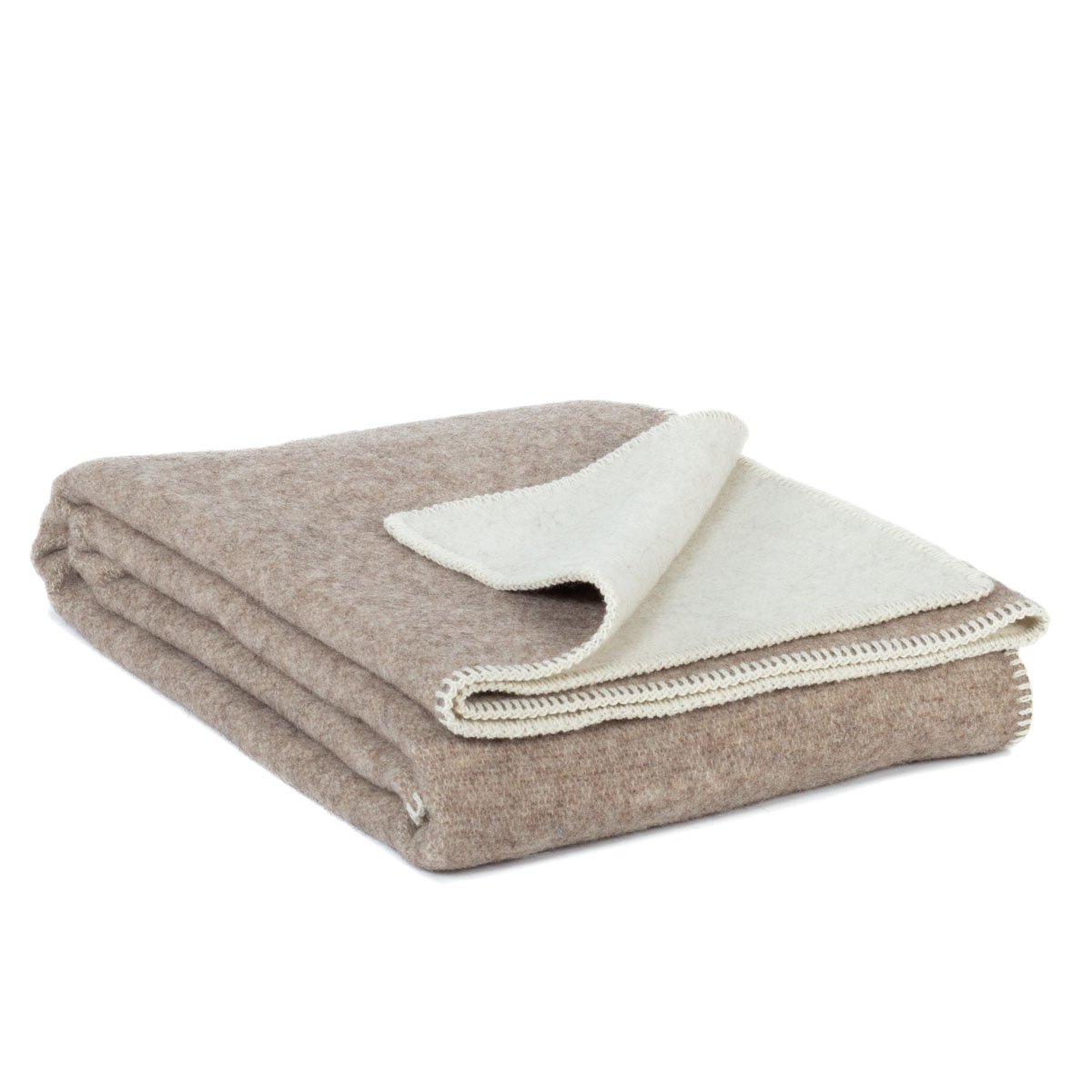 Folded Wool Bed Runner in eco fossil, showing texture