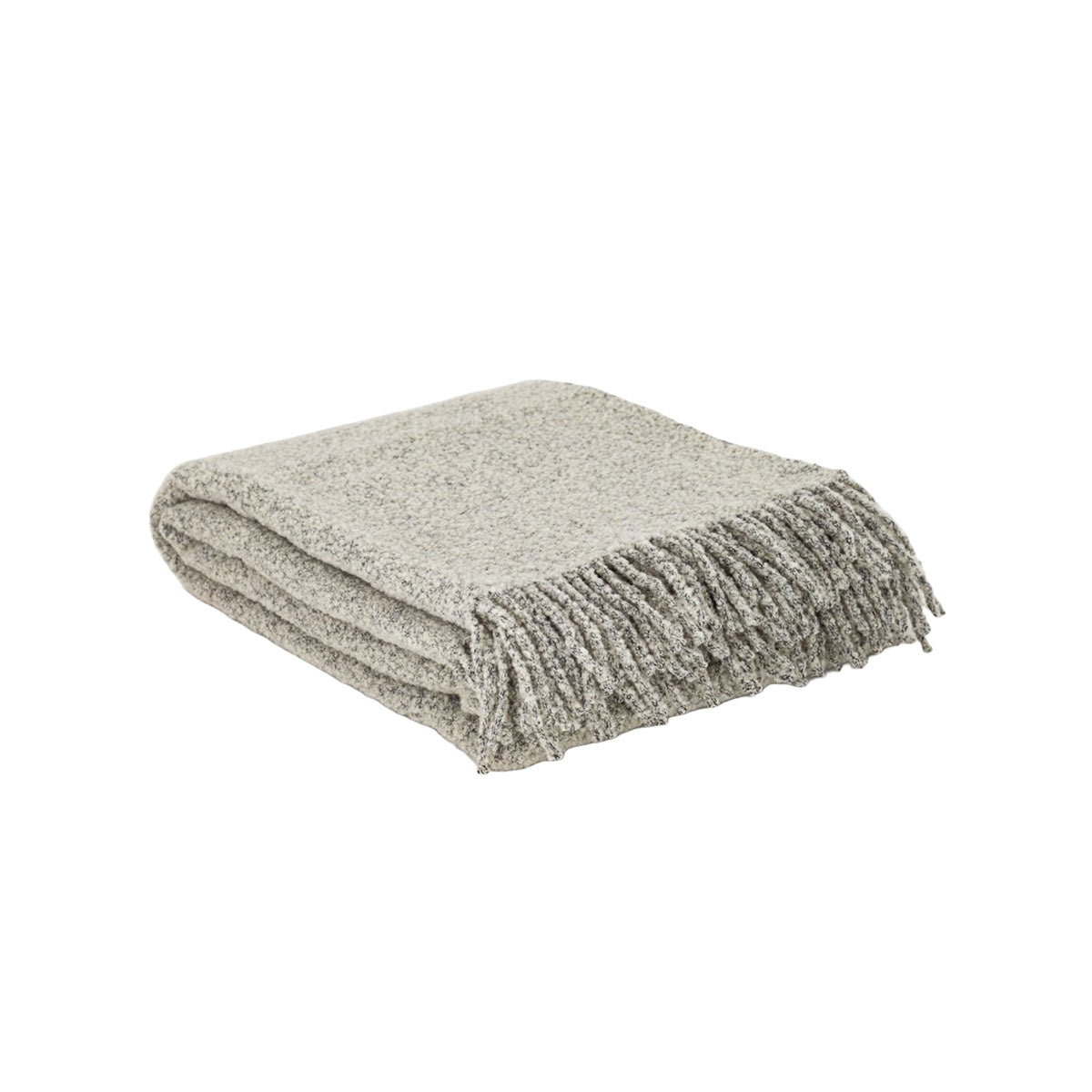 Folded Wool Bouclé Throw Blanket Paris in ivory, showing textured knit