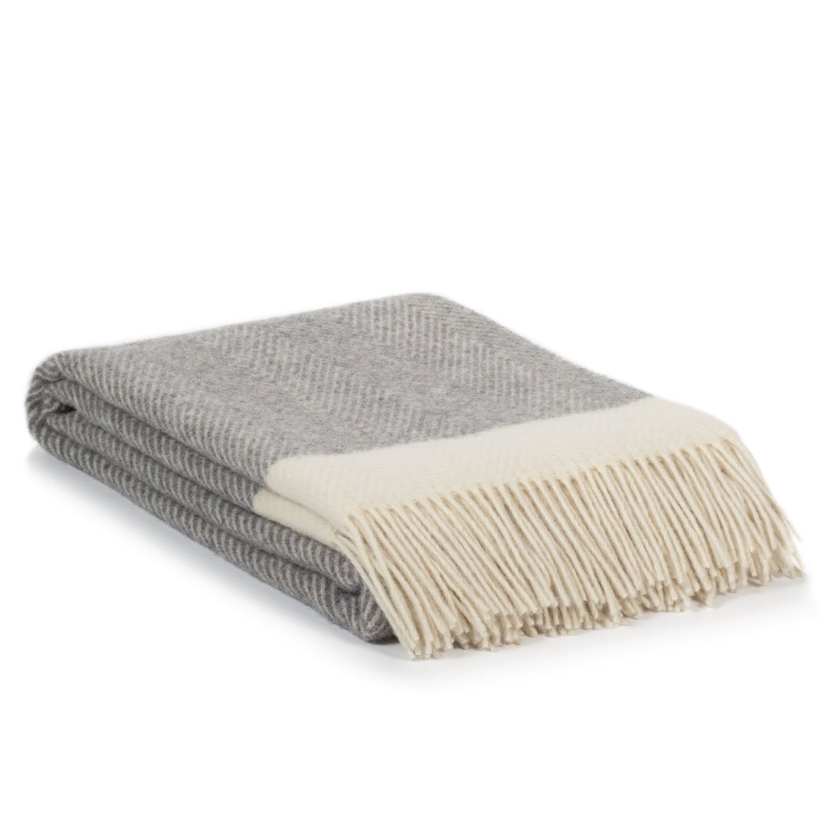 Folded Wool Throw Blanket Florence in grey, showing wool texture