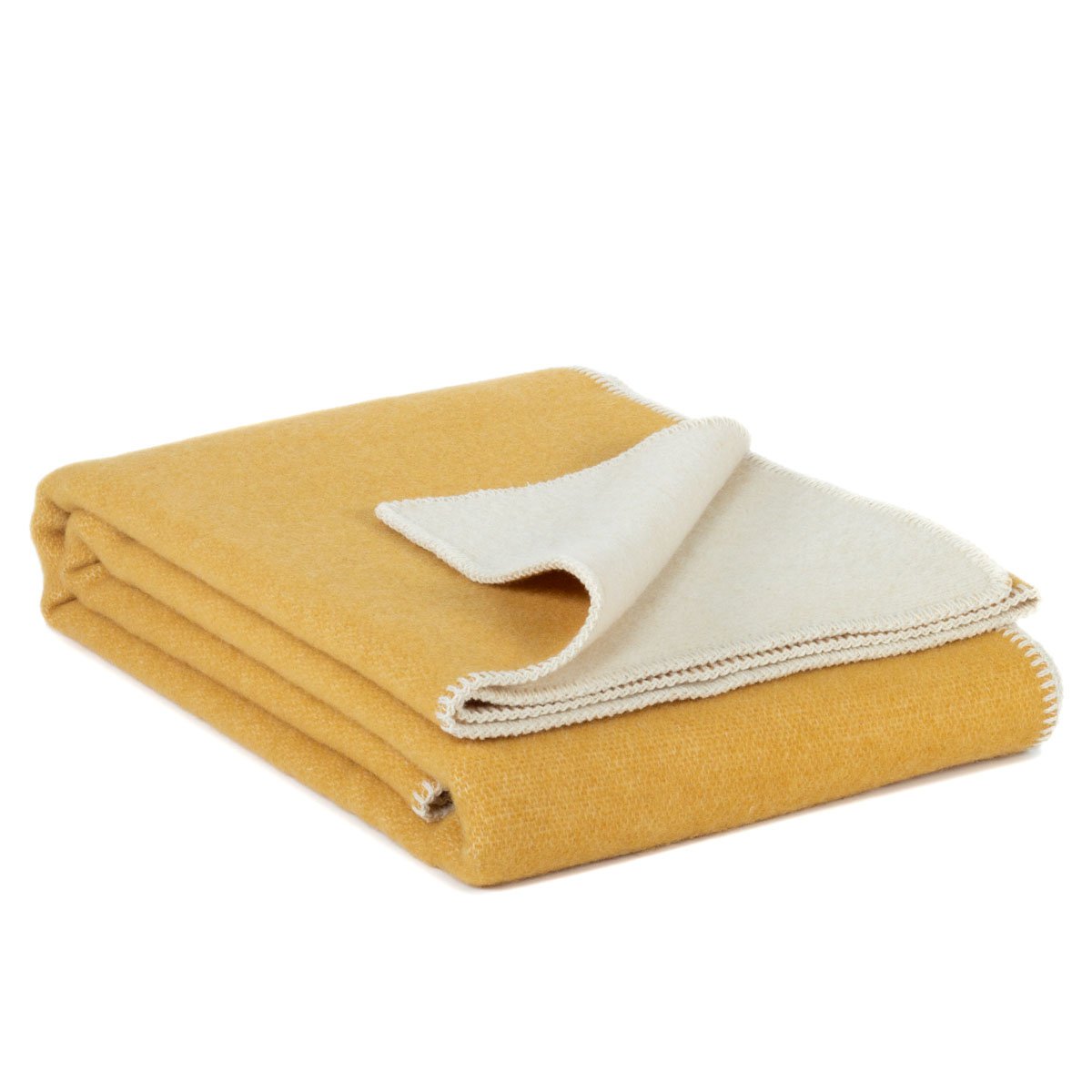 Woolen Throw Blanket Misted Yellow, folded to show texture