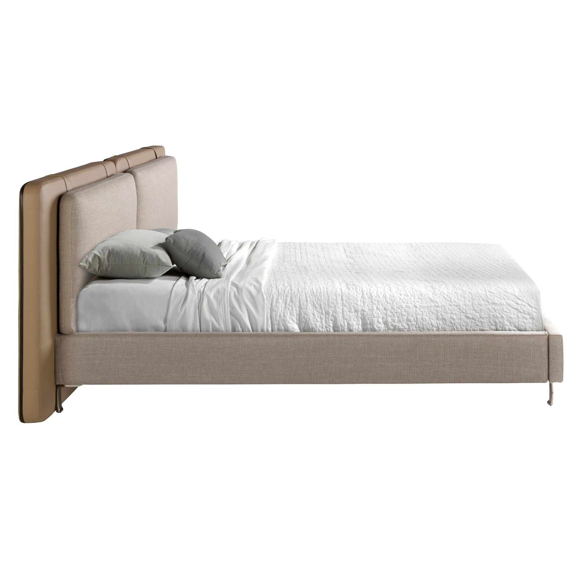 Stuttgart 180x200 Polsterbett MaterialMix LENO color mink grau side 02