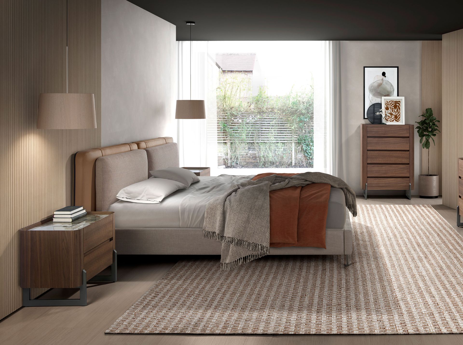 Stuttgart 180x200 Polsterbett MaterialMix LENO color mink grau side