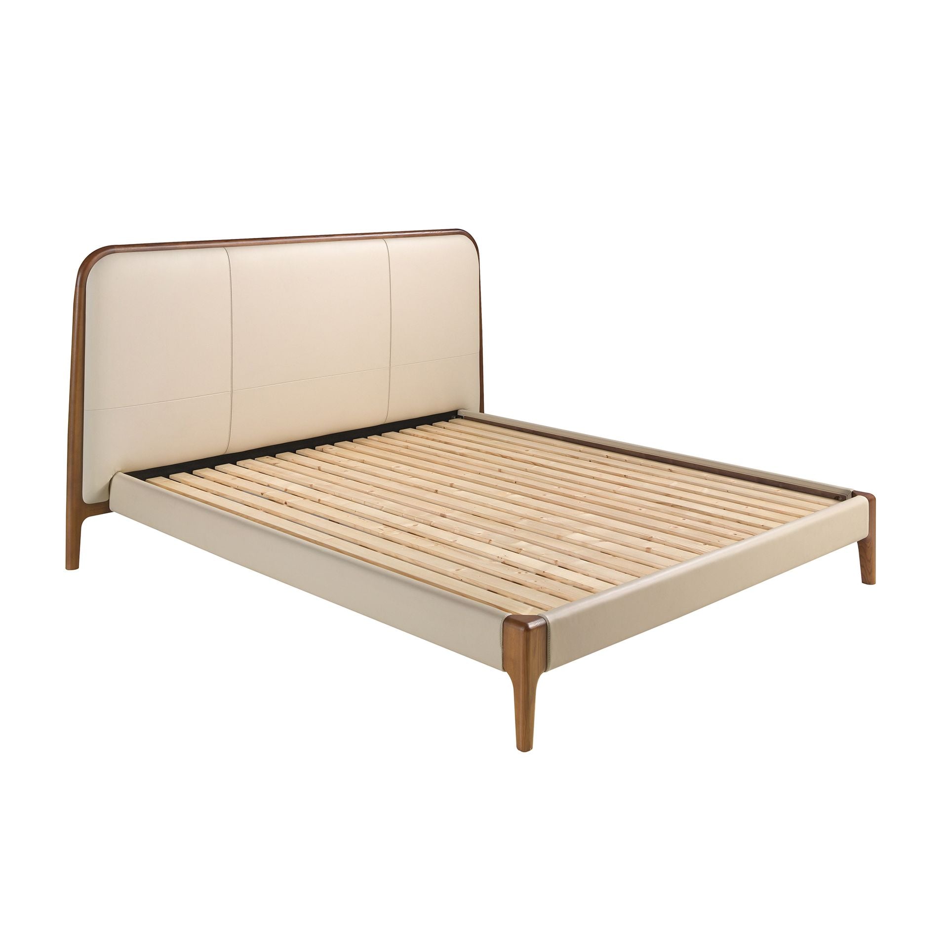 Polsterbett Aachen von Maison de Cocon – Kunstleder, Farbe Creme, 180x200 cm, Rahmenansicht