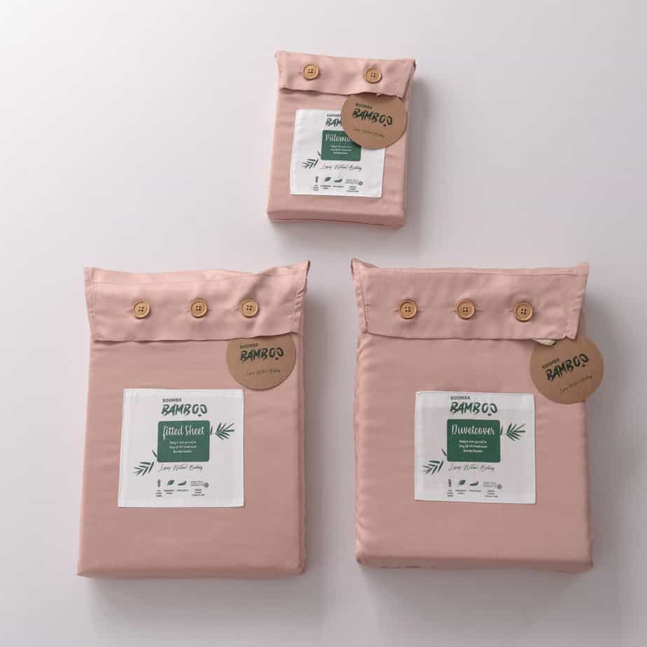 Cuddle Pink bamboo bedding set shown in its packaging