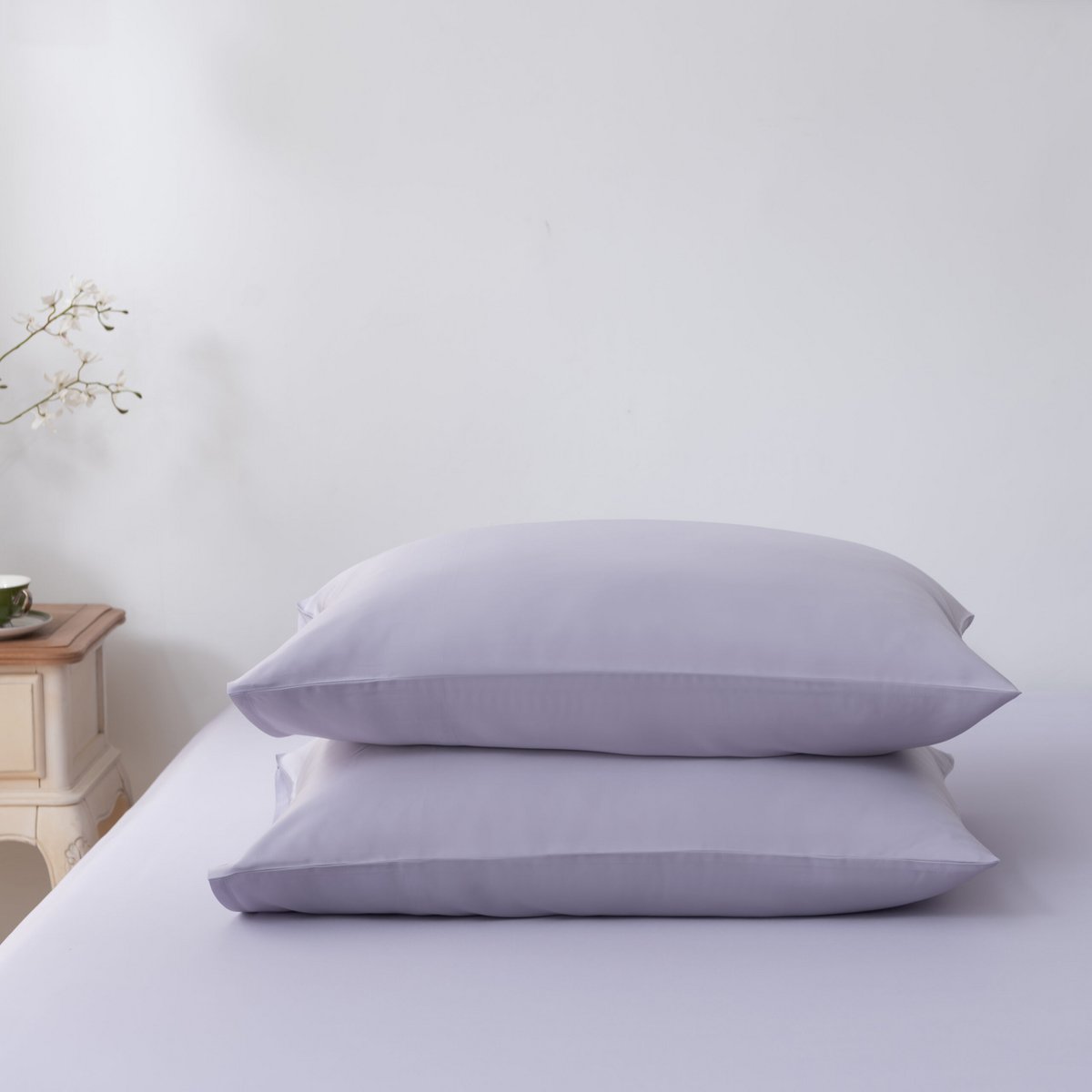 Close-up of Lavender Mist bamboo pillowcases