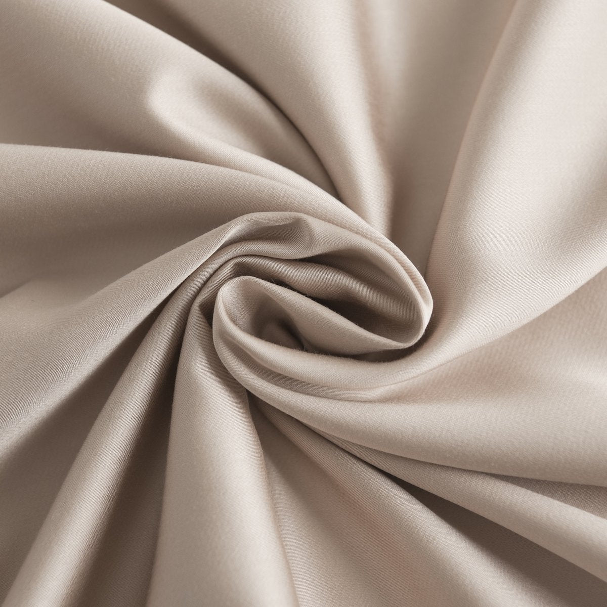 Draped Soft Taupe bamboo fabric showing its soft, silky finish