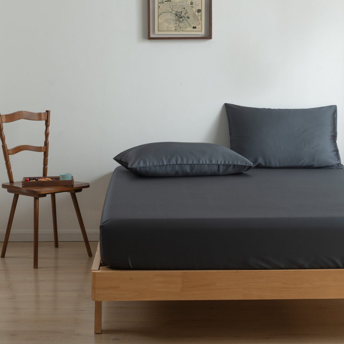 Close-up of Space Blue bamboo pillowcases