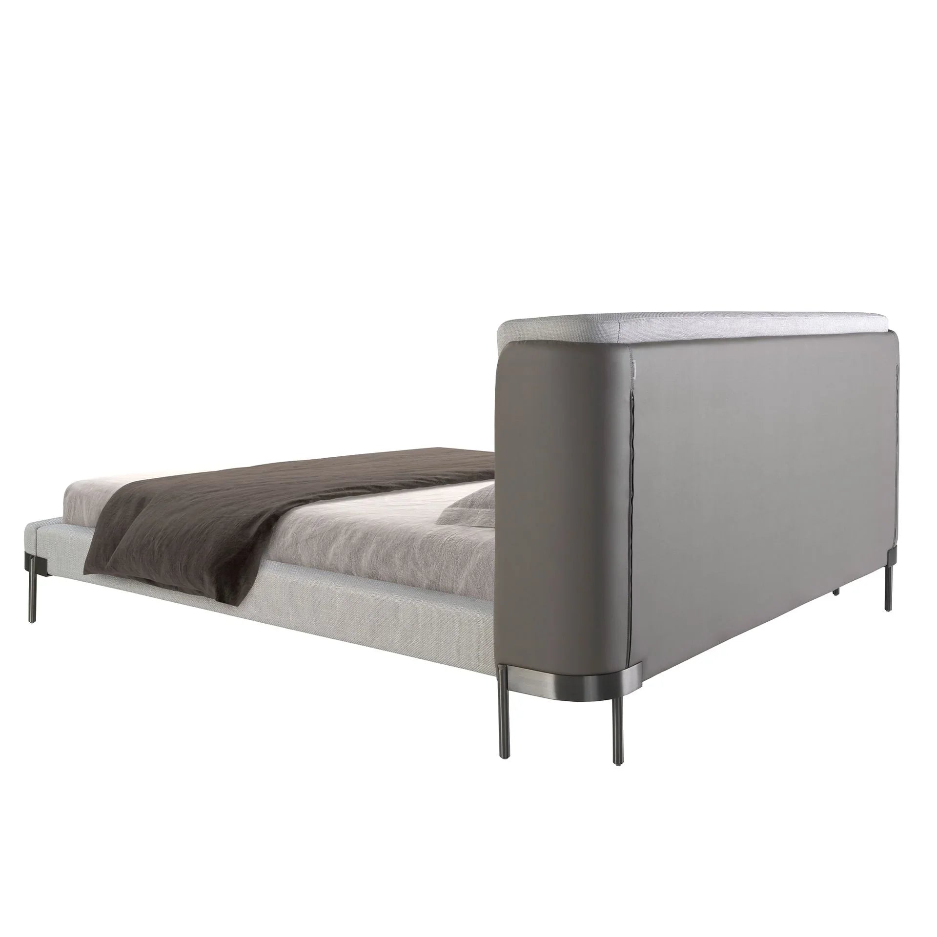Polsterbett Berlin von Maison de Cocon – Stoff, Farbe Hellgrau, 180x200 cm, Rueckansicht