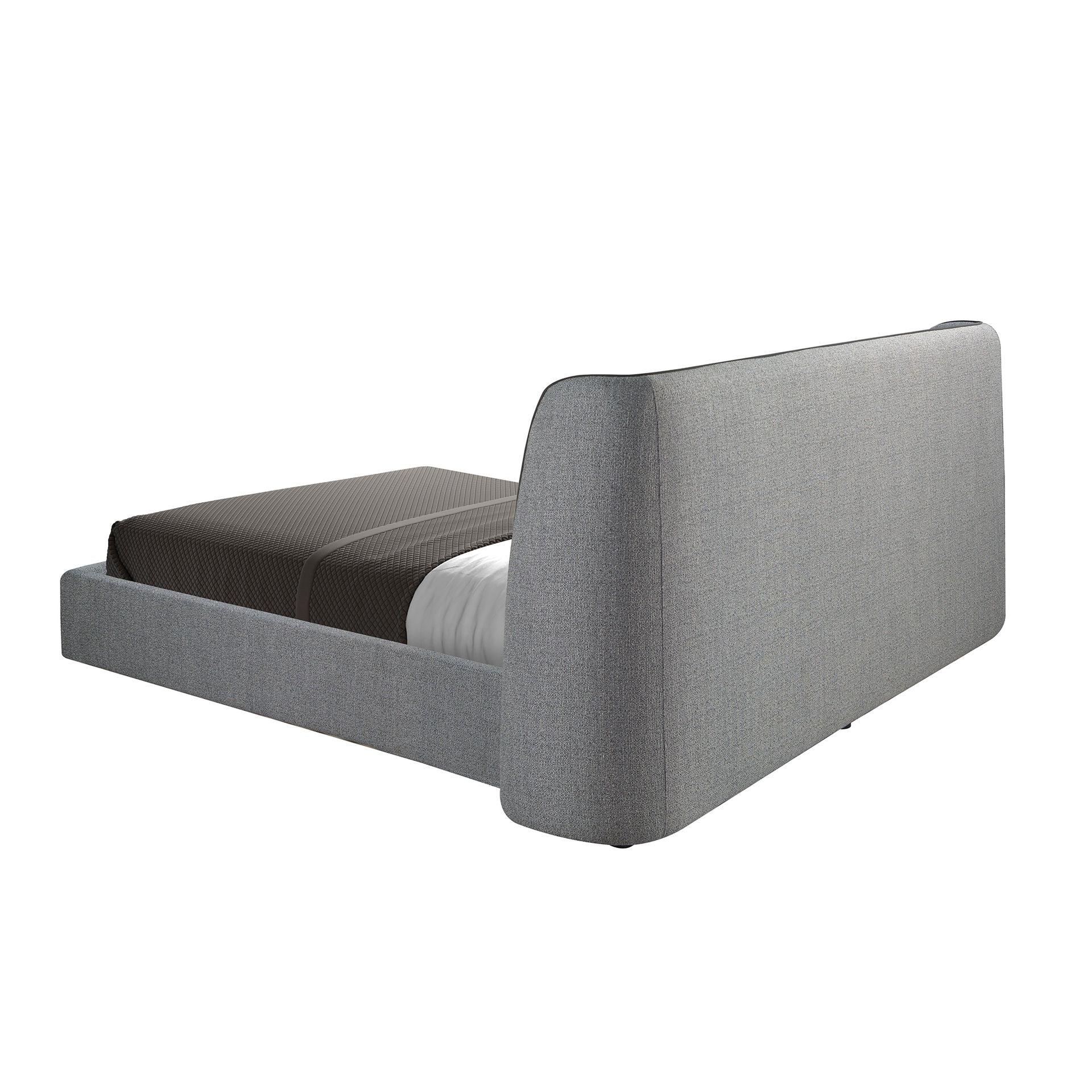 Polsterbett Bonn von Maison de Cocon – Stoff, Farbe Grau, 180x200 cm, Rückansicht