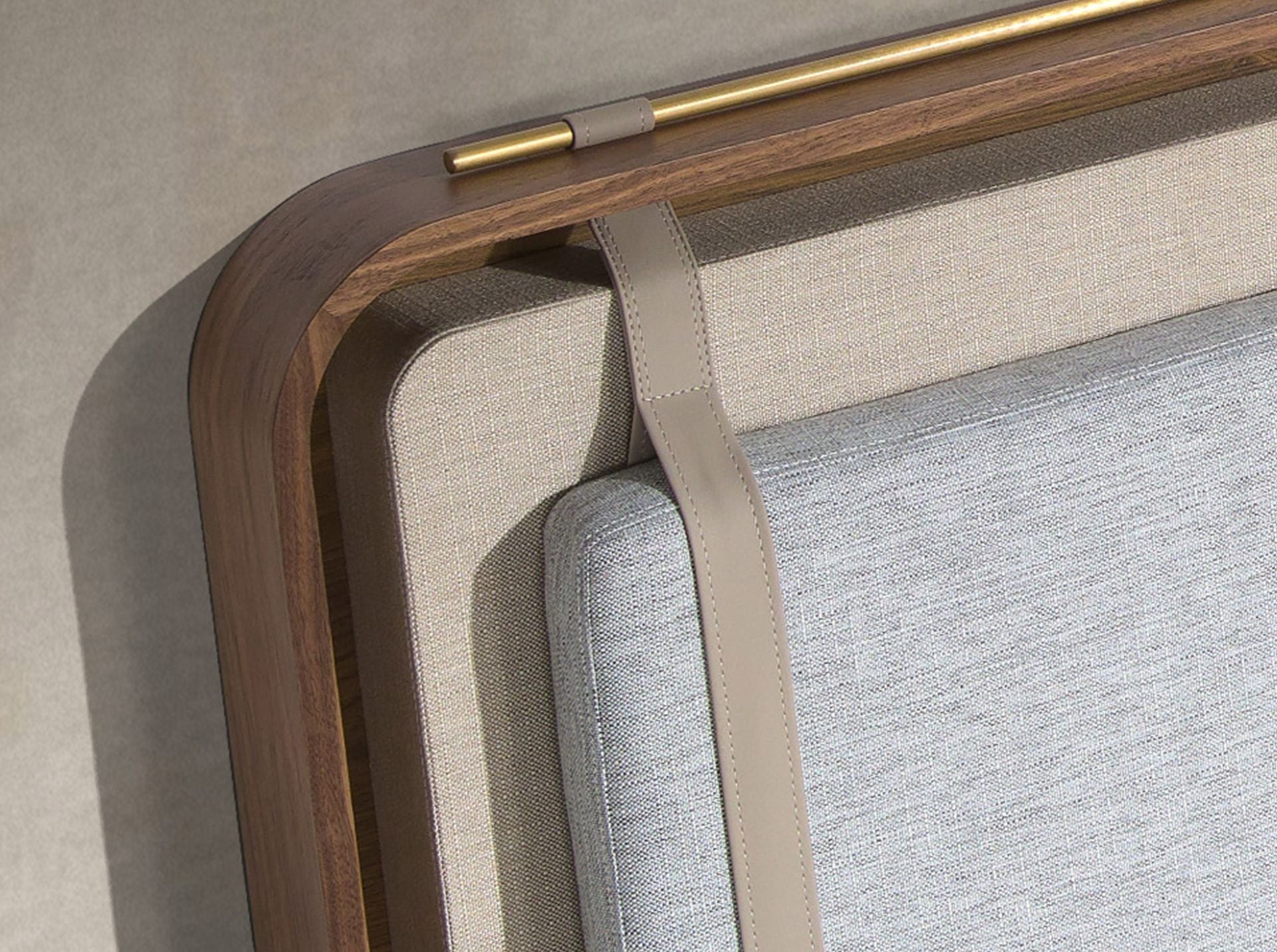 Polsterbett Braunschweig von Maison de Cocon – Stoff, Farbe Beige-Grau, 160x200 cm, Detailansicht