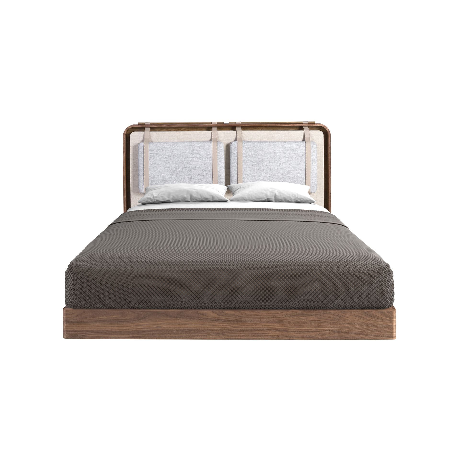 Polsterbett Braunschweig von Maison de Cocon – Stoff, Farbe Beige-Grau, 160x200 cm, Frontalansicht