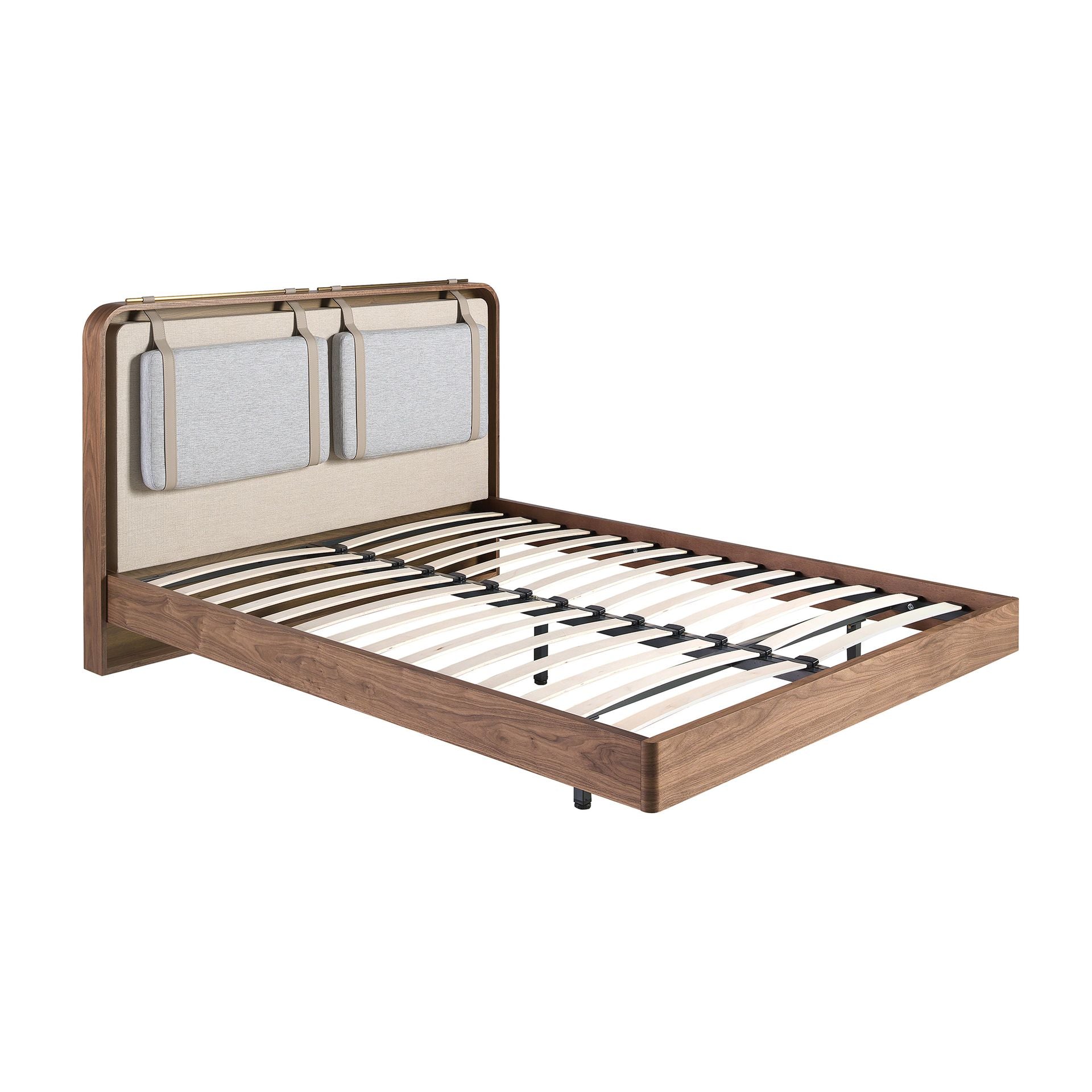 Polsterbett Braunschweig von Maison de Cocon – Stoff, Farbe Beige-Grau, 160x200 cm, Rahmenansicht