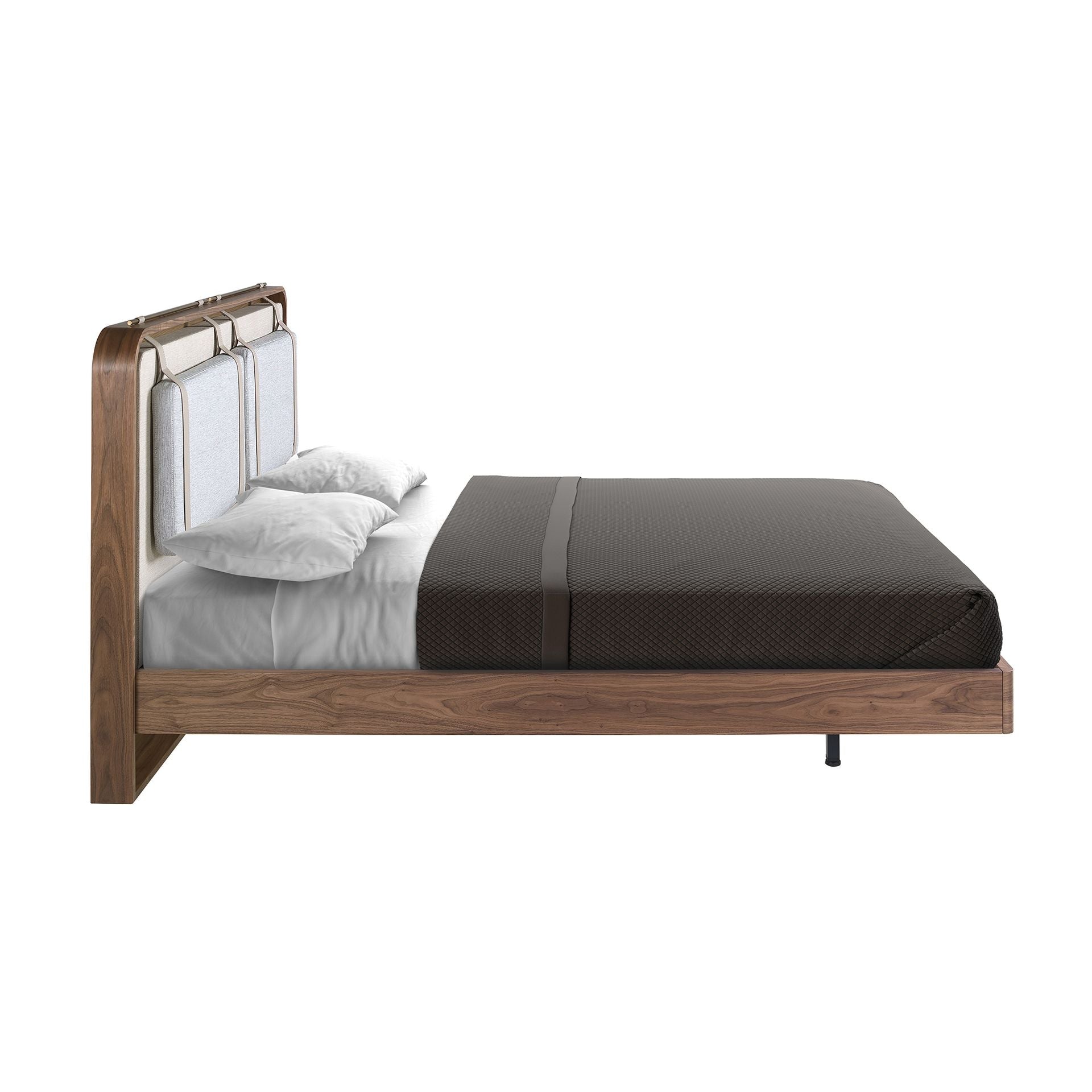 Polsterbett Braunschweig von Maison de Cocon – Stoff, Farbe Beige-Grau, 160x200 cm, Seitenansicht