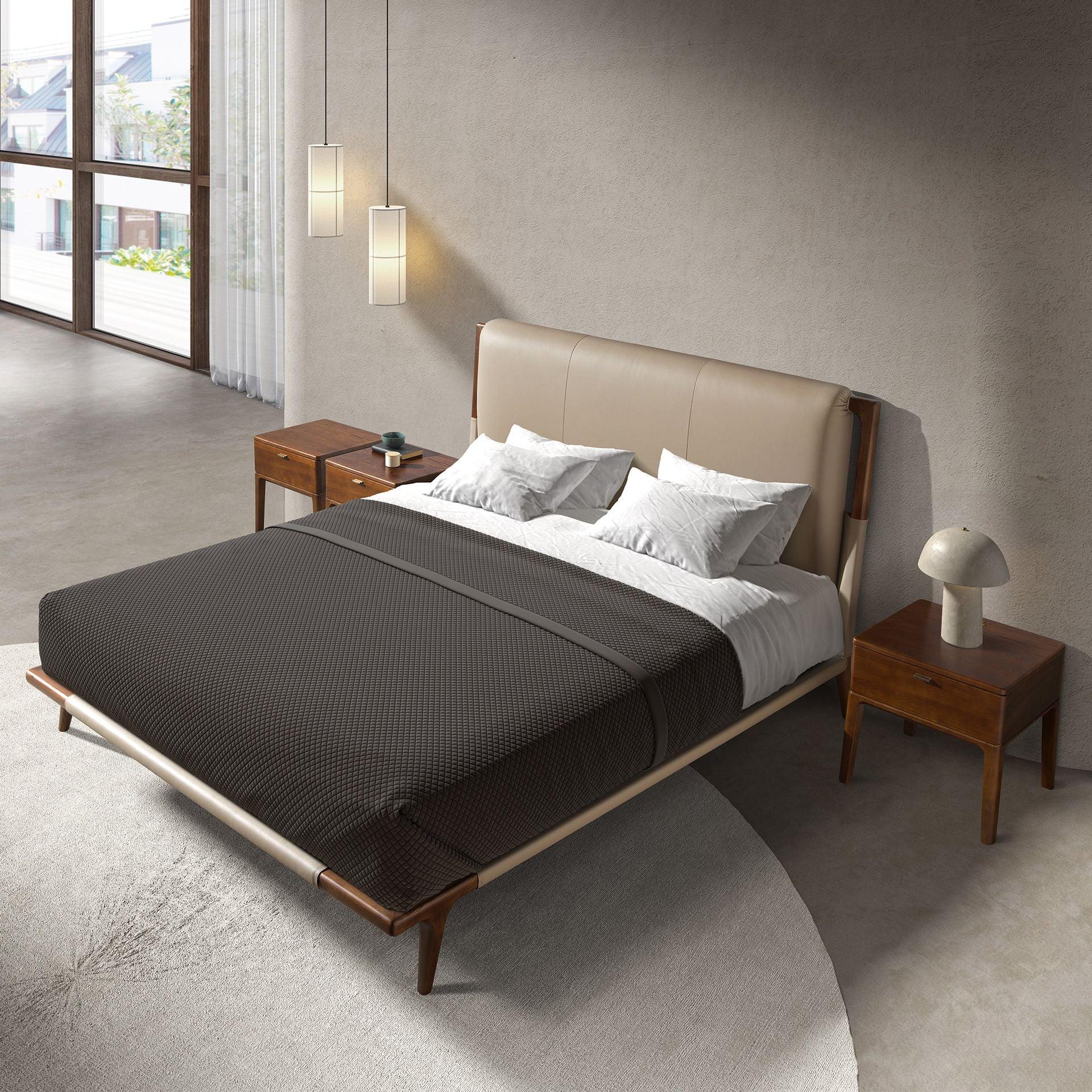 Polsterbett Bremen von Maison de Cocon – Kunstleder, Farbe Mink, 180x200 cm, Draufsicht