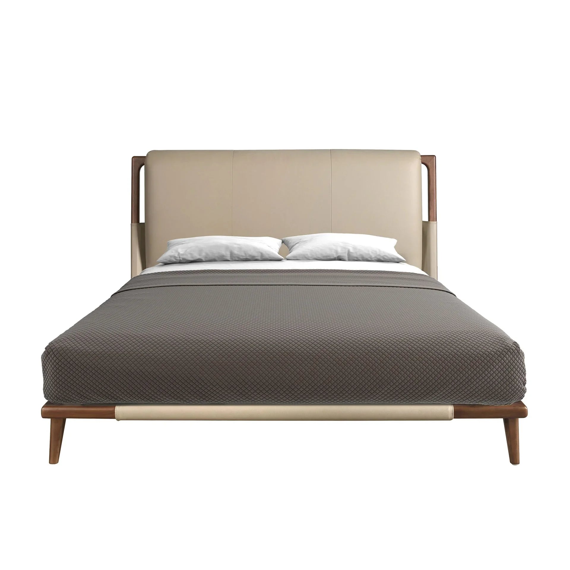 Polsterbett Bremen von Maison de Cocon – Kunstleder, Farbe Mink, 180x200 cm, Frontalansicht 2