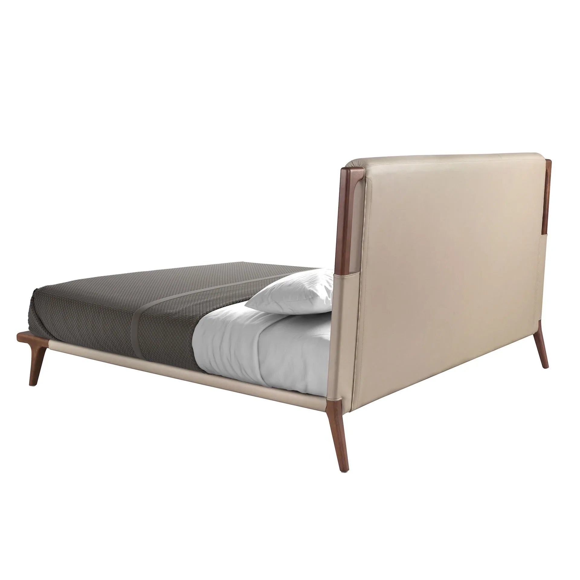 Polsterbett Bremen von Maison de Cocon – Kunstleder, Farbe Mink, 180x200 cm, Rueckansicht