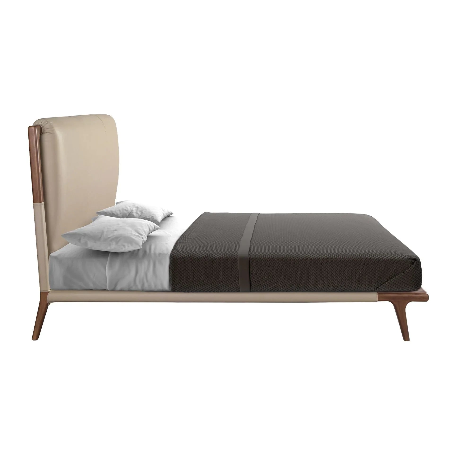 Polsterbett Bremen von Maison de Cocon – Kunstleder, Farbe Mink, 180x200 cm, Seitenansicht