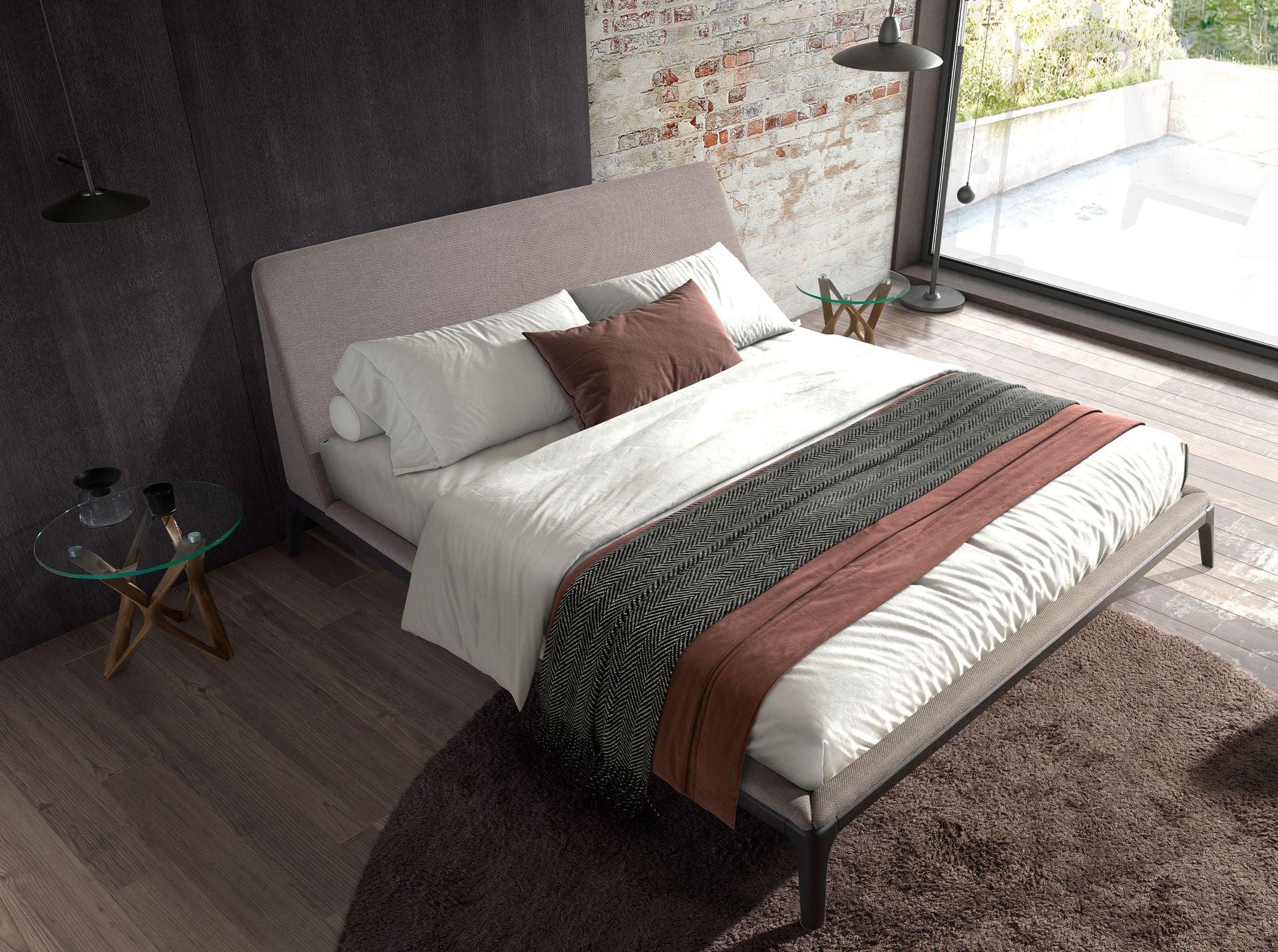 Polsterbett Cologne von Maison de Cocon – Stoff, Farbe Warmgrau, 180x200 cm, Draufsicht