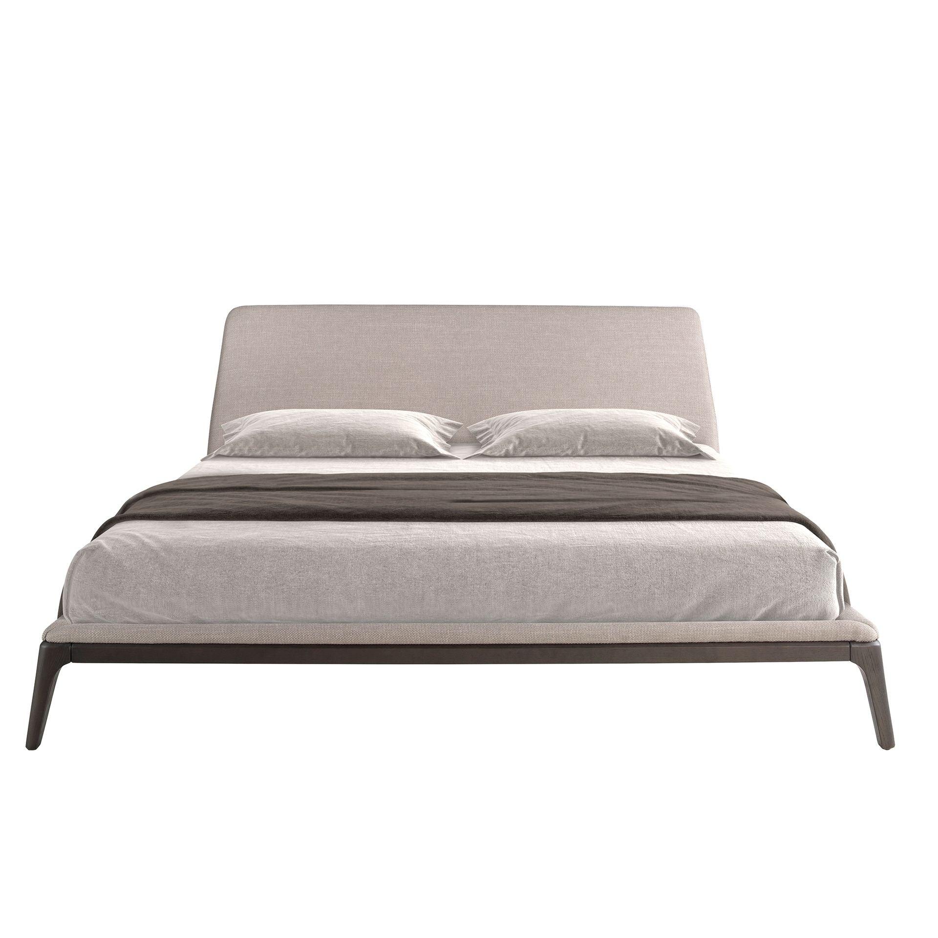 Polsterbett Cologne von Maison de Cocon – Stoff, Farbe Warmgrau, 180x200 cm, Frontalansicht 2