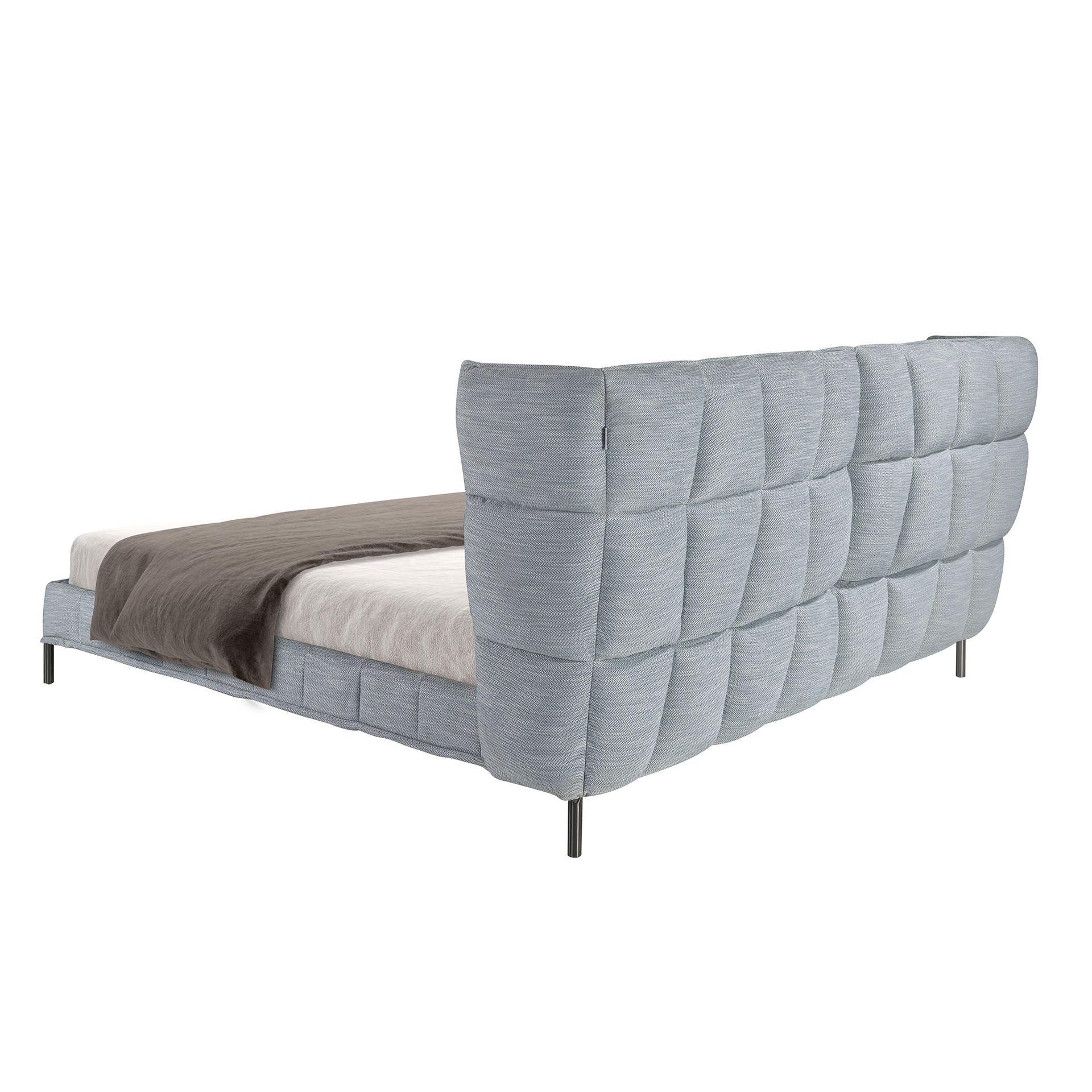 Polsterbett Dortmund von Maison de Cocon – Stoff, Farbe Blaugrau, 180x200 cm, Rueckansicht