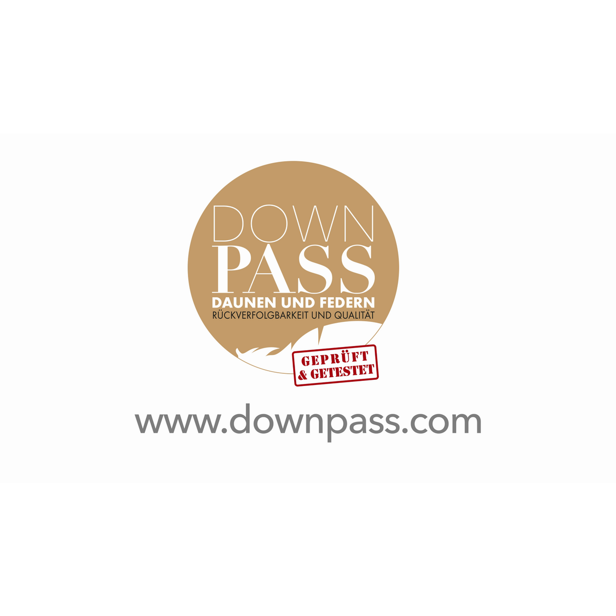 DownPass certification logo for traceable, quality-tested down and feathers