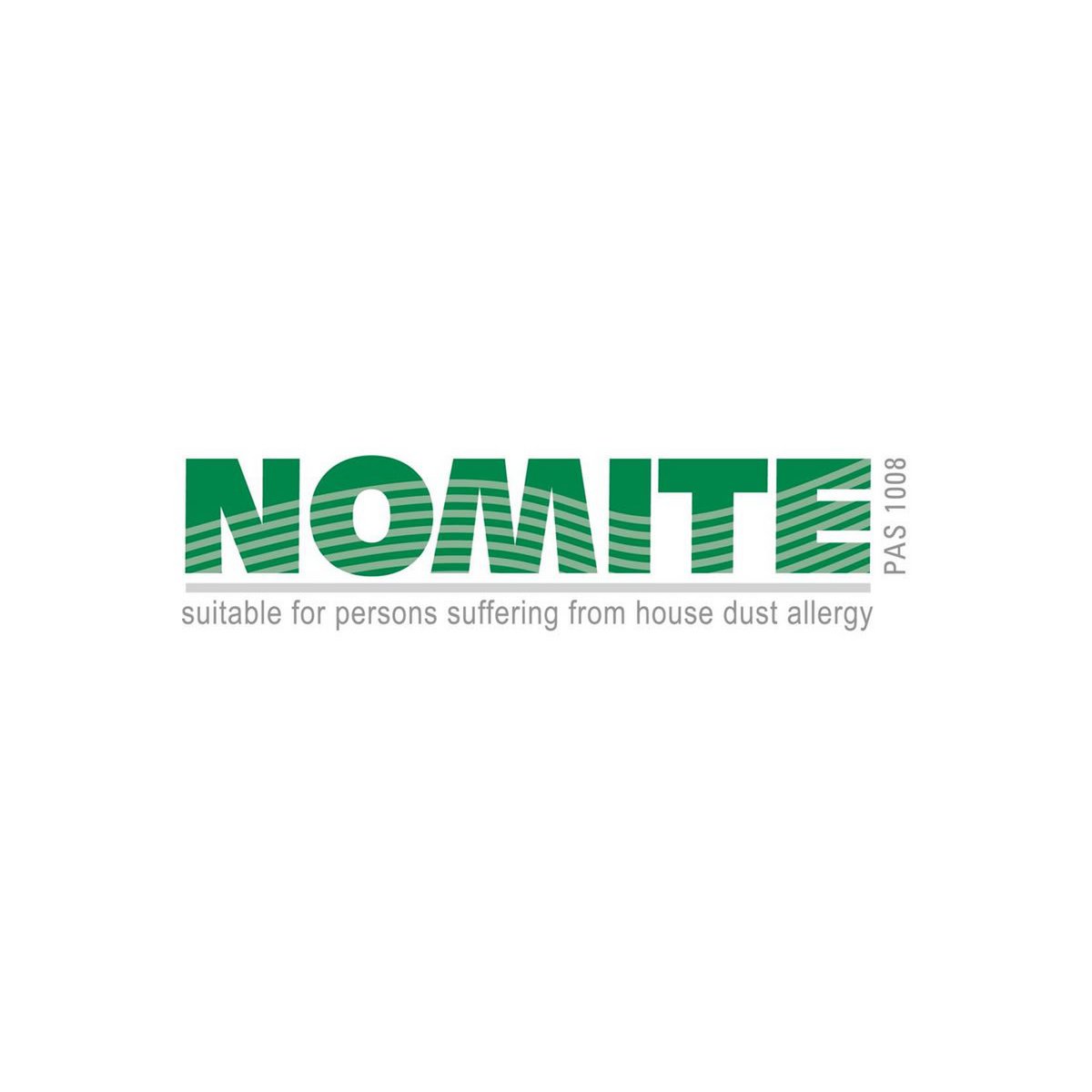 Nomite certification logo indicating suitability for people with house dust allergies